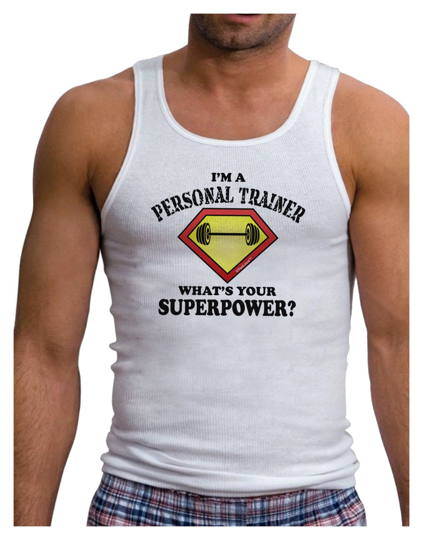 Personal Trainer - Superpower Mens Ribbed Tank Top-Mens Ribbed Tank Top-TooLoud-White-Small-Davson Sales