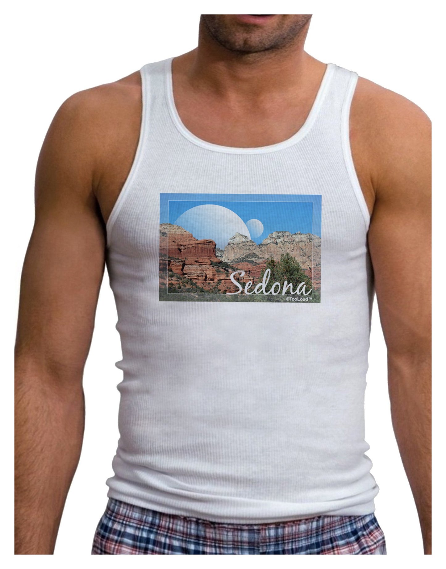 Abstract Sedona Mens Ribbed Tank Top-Mens Ribbed Tank Top-TooLoud-White-XX-Large-Davson Sales