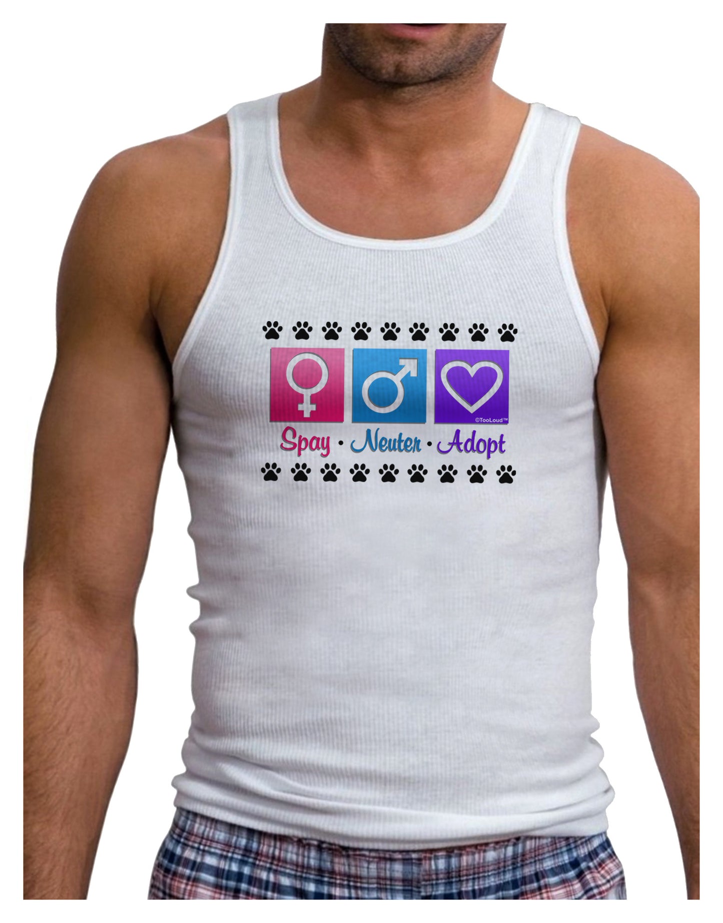 Spay Neuter Adopt Mens Ribbed Tank Top-Mens Ribbed Tank Top-TooLoud-White-Small-Davson Sales