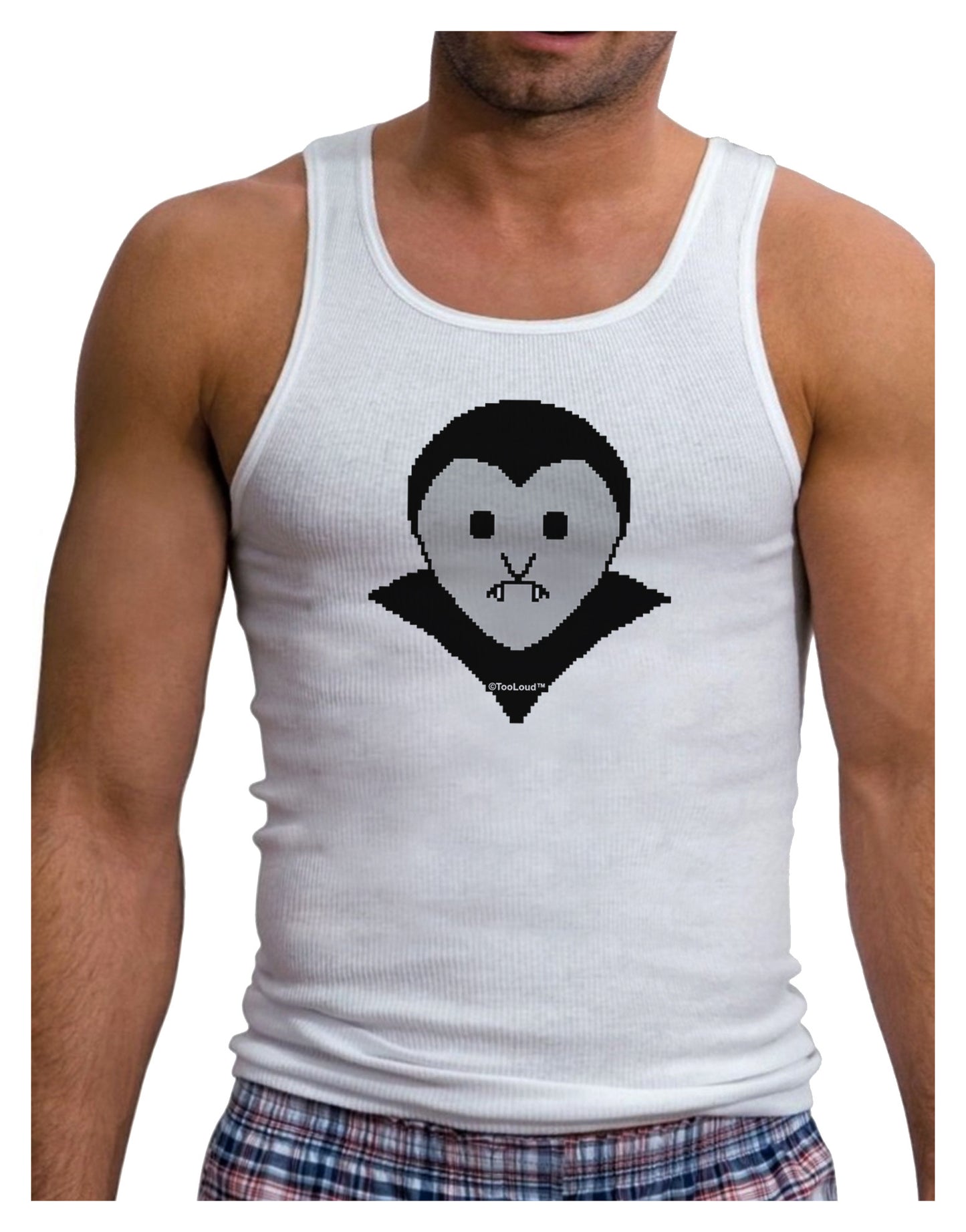 Cute Pixel Vampire Male Mens Ribbed Tank Top-Mens Ribbed Tank Top-TooLoud-White-Small-Davson Sales