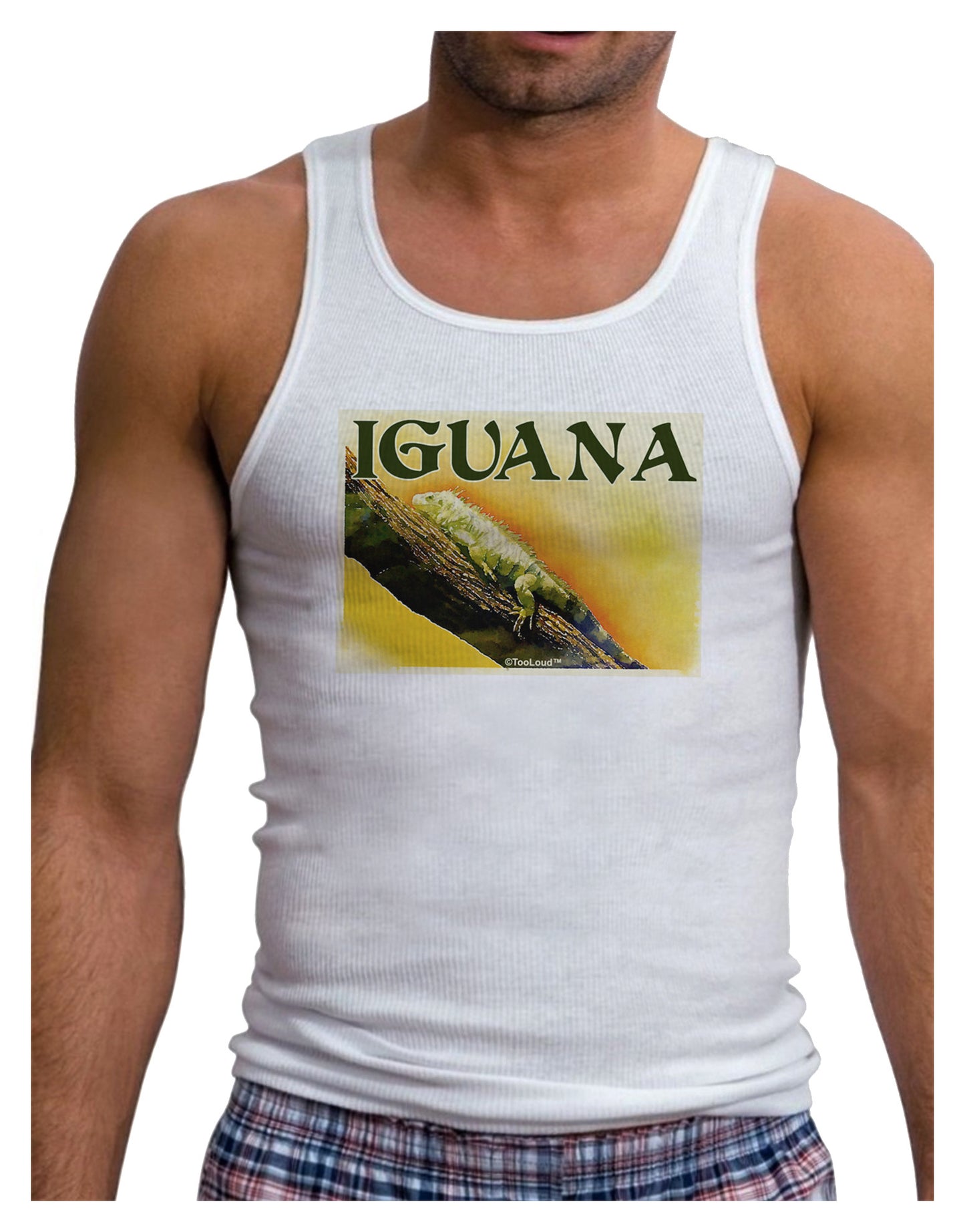 Iguana Watercolor Text Mens Ribbed Tank Top-Mens Ribbed Tank Top-TooLoud-White-Small-Davson Sales