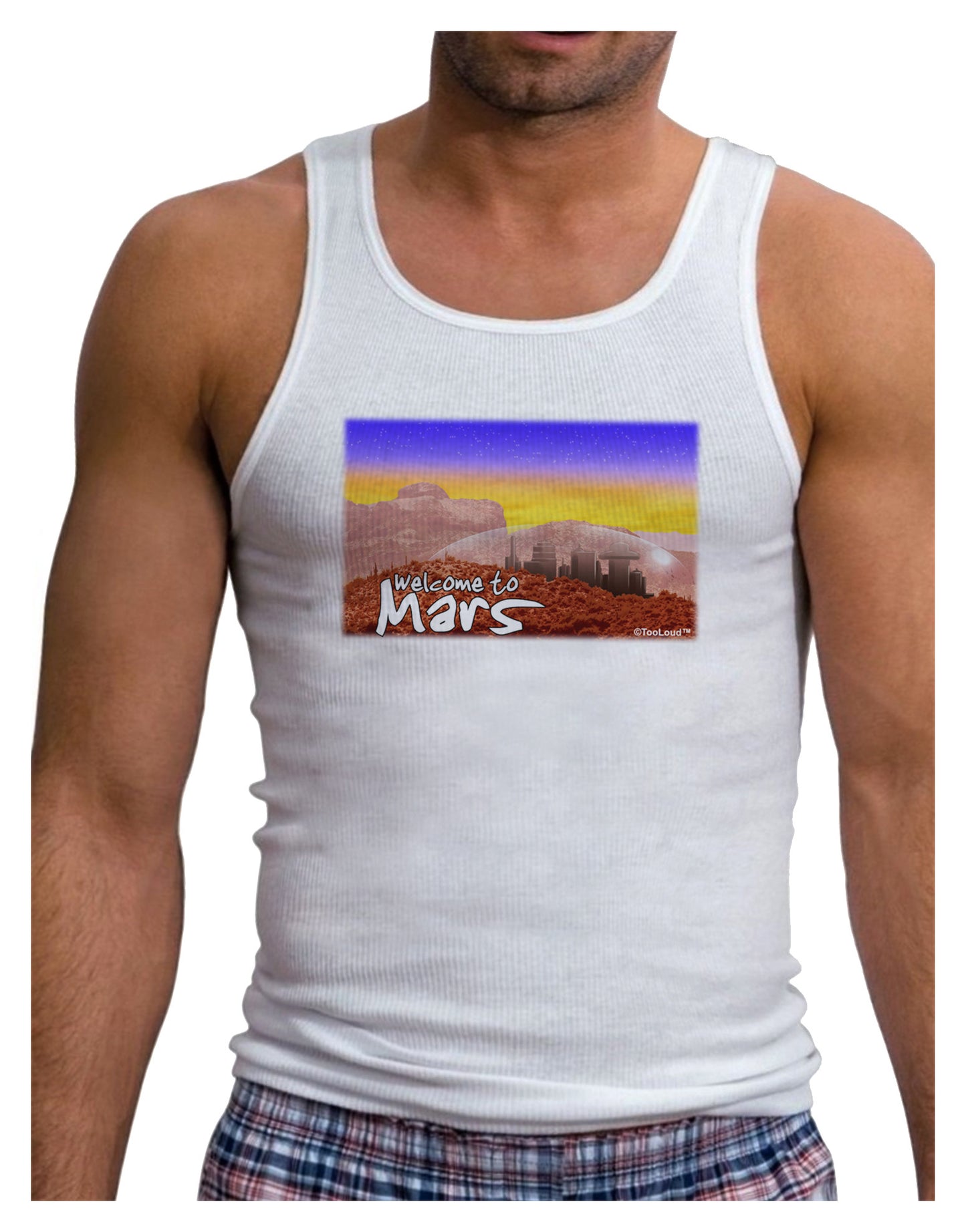 Welcome to Mars Mens Ribbed Tank Top-Mens Ribbed Tank Top-TooLoud-White-Small-Davson Sales