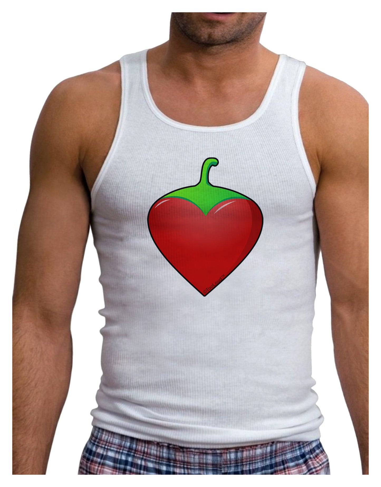 Chili Pepper Heart Mens Ribbed Tank Top-Mens Ribbed Tank Top-TooLoud-White-Small-Davson Sales