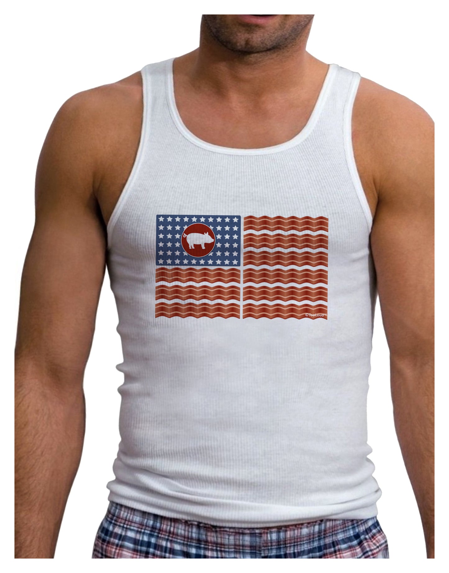 American Bacon Flag Mens Ribbed Tank Top-Mens Ribbed Tank Top-TooLoud-White-Small-Davson Sales