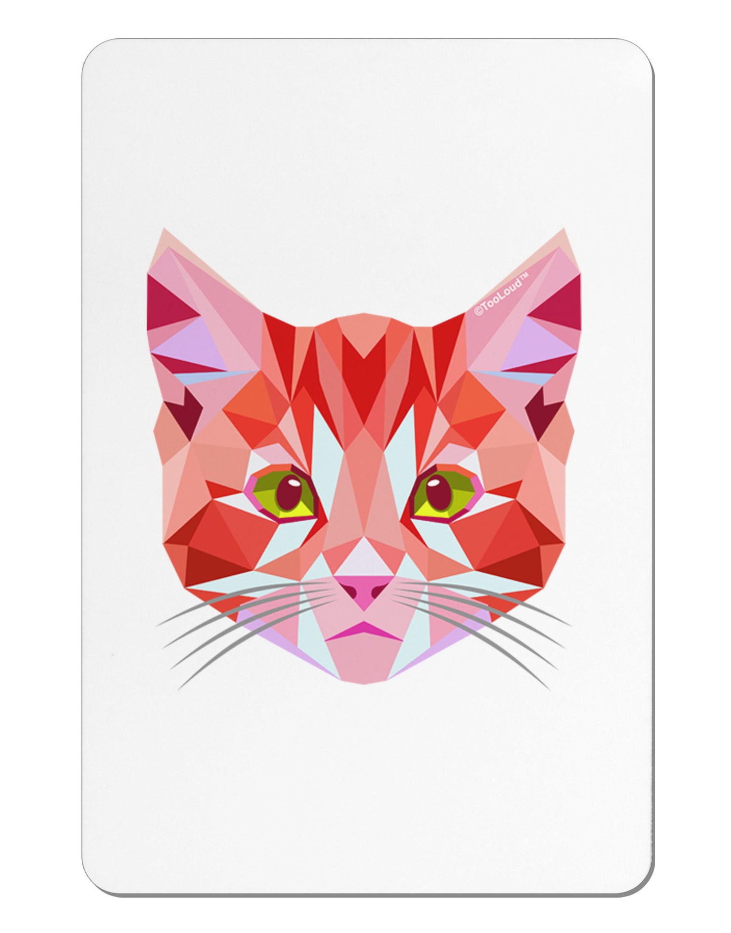 Geometric Kitty Red Aluminum Magnet-TooLoud-White-Davson Sales
