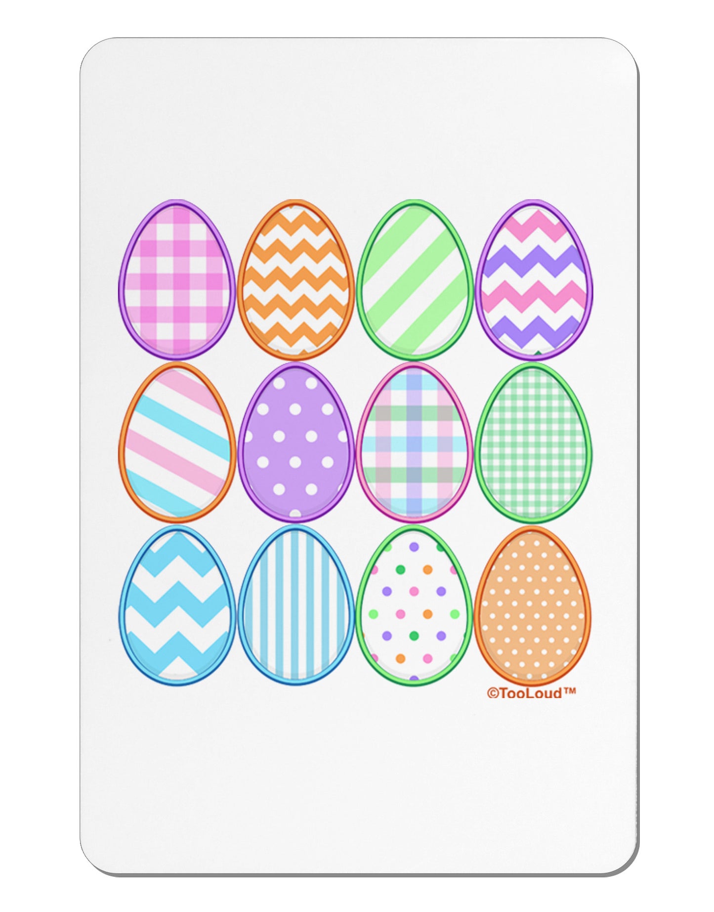 Cute Faux Applique Easter Eggs Aluminum Magnet-TooLoud-White-Davson Sales