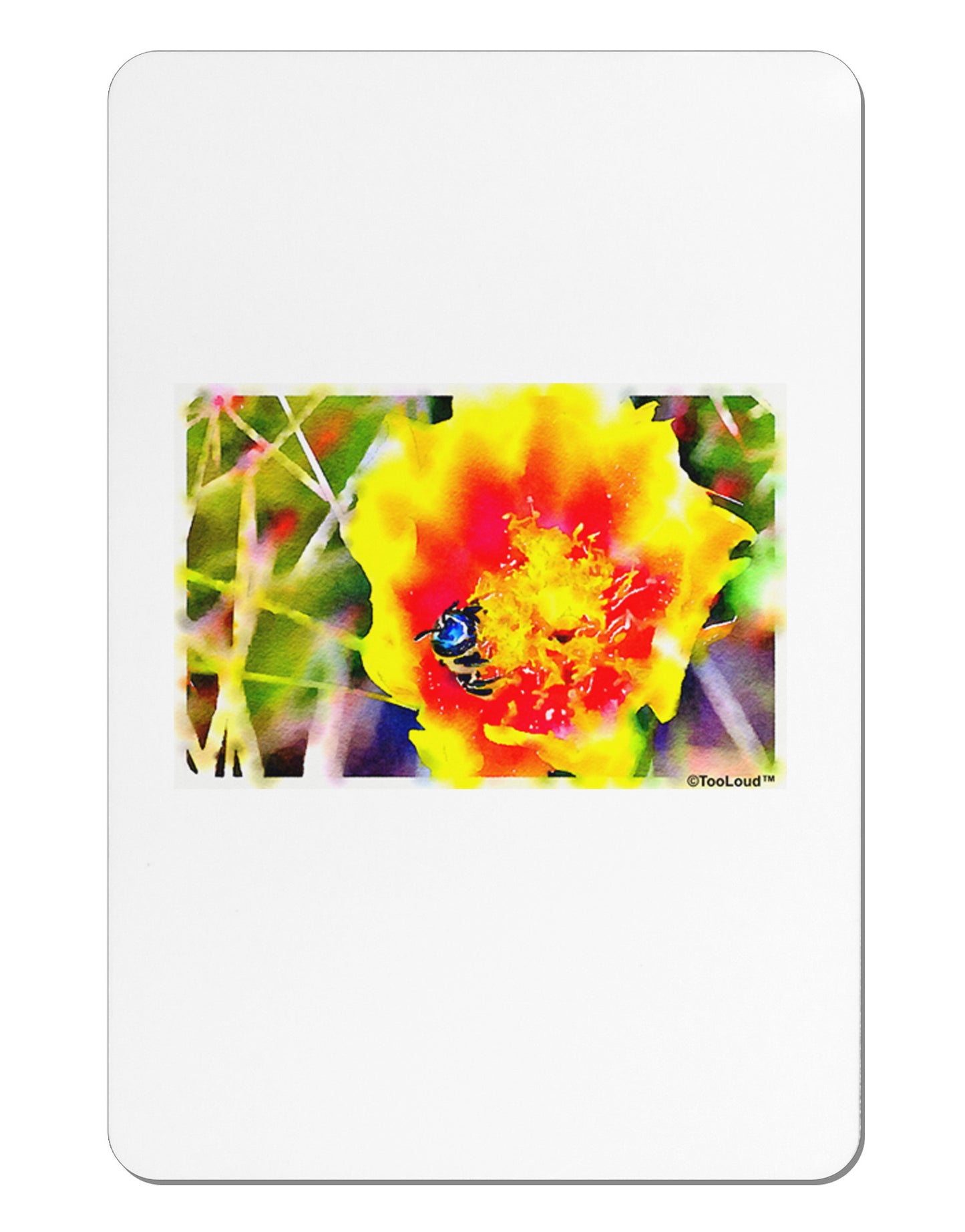 Bee Cactus Watercolor Aluminum Magnet-TooLoud-White-Davson Sales