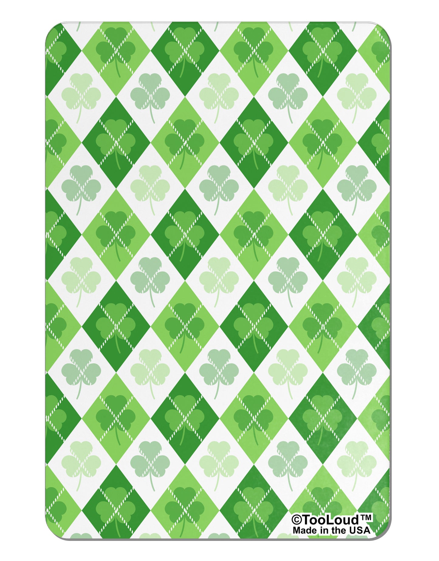 St Patrick's Day Green Shamrock Argyle Aluminum Magnet All Over Print-TooLoud-White-Davson Sales