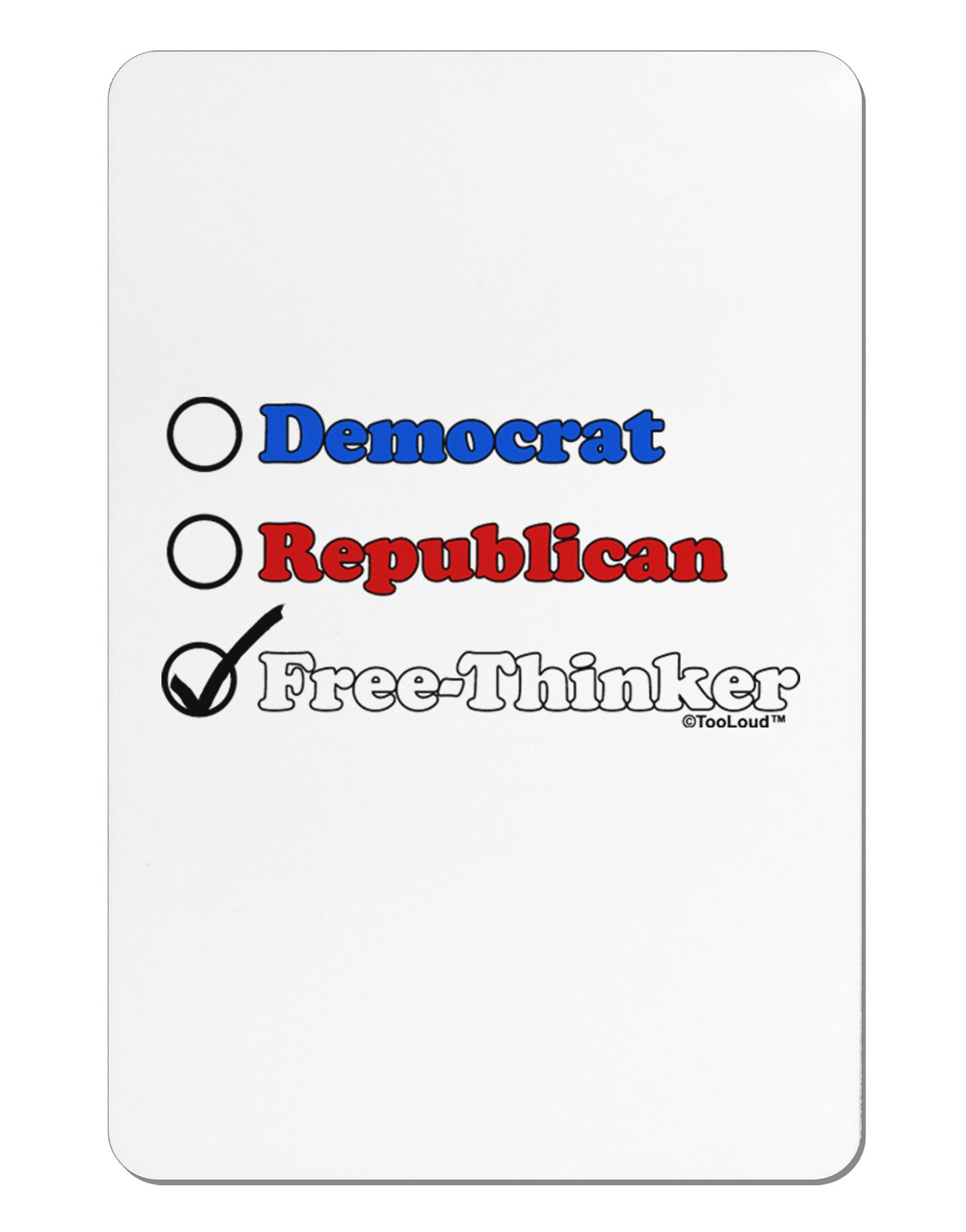 Free Thinker Checklist Aluminum Magnet-TooLoud-White-Davson Sales