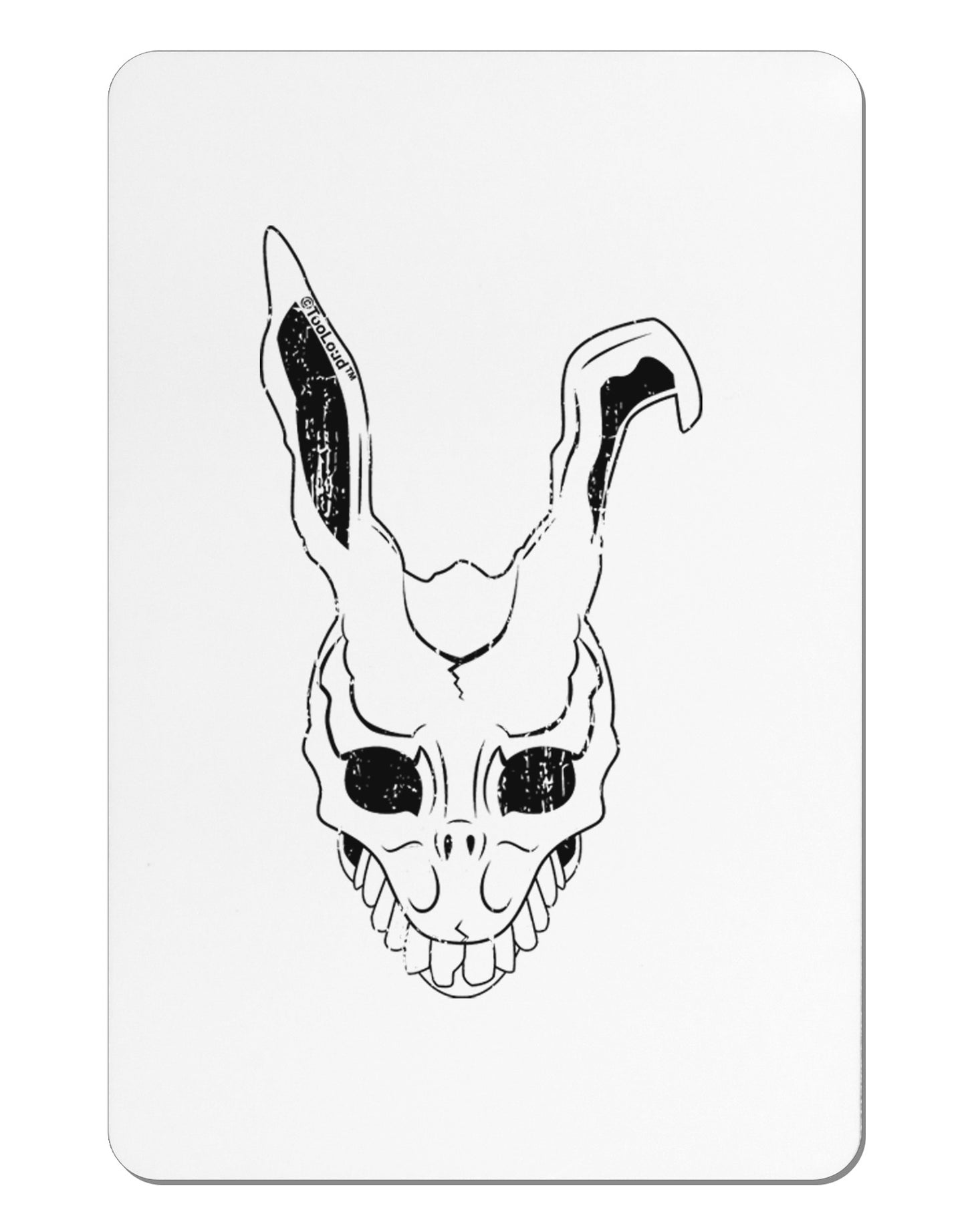 Scary Bunny Face White Distressed Aluminum Magnet-TooLoud-White-Davson Sales