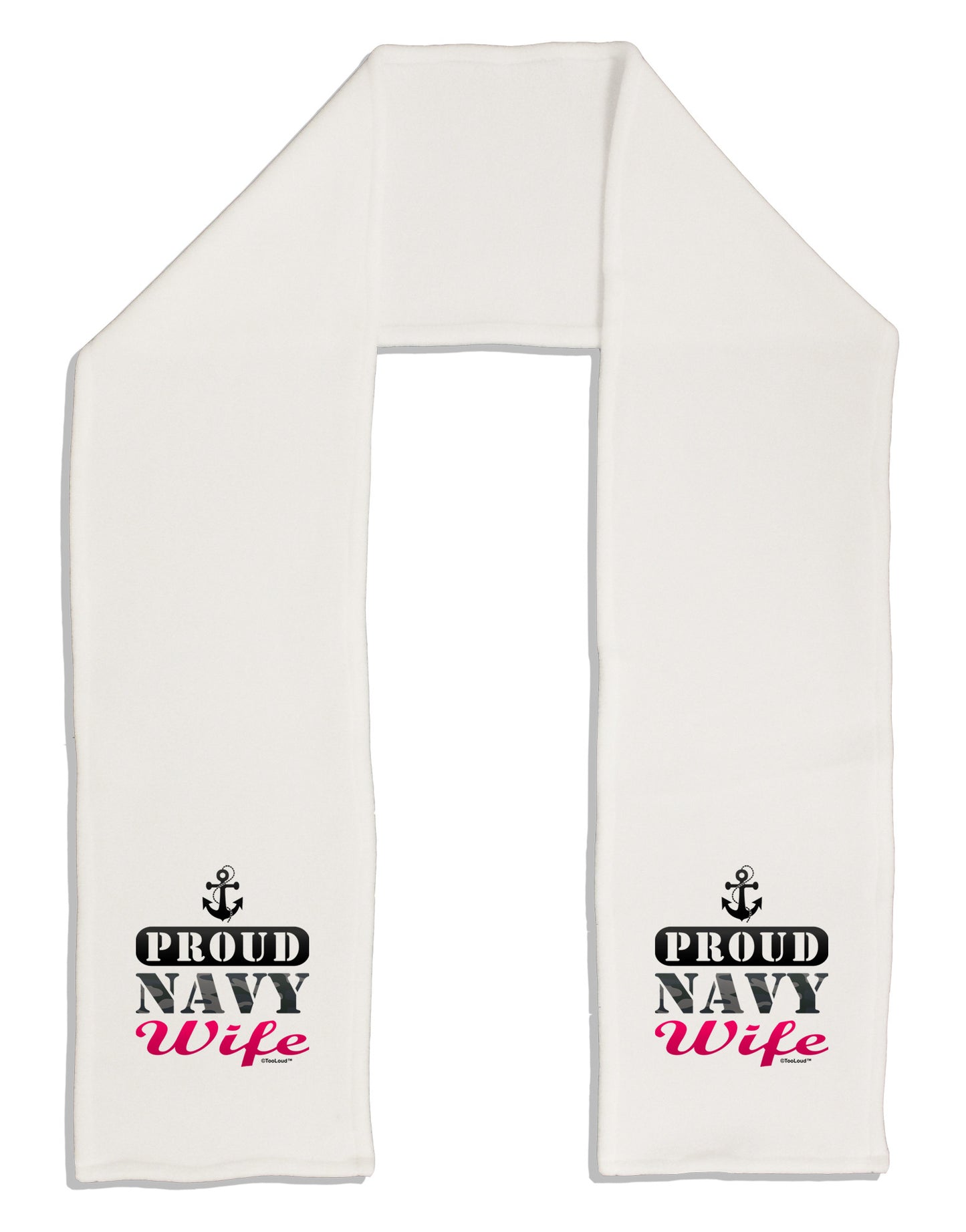 Proud Navy Wife Adult Fleece 64" Scarf-TooLoud-White-One-Size-Adult-Davson Sales