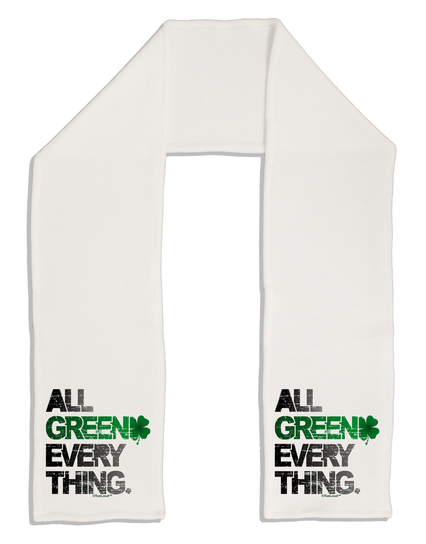 All Green Everything Distressed Adult Fleece 64" Scarf-TooLoud-White-One-Size-Adult-Davson Sales