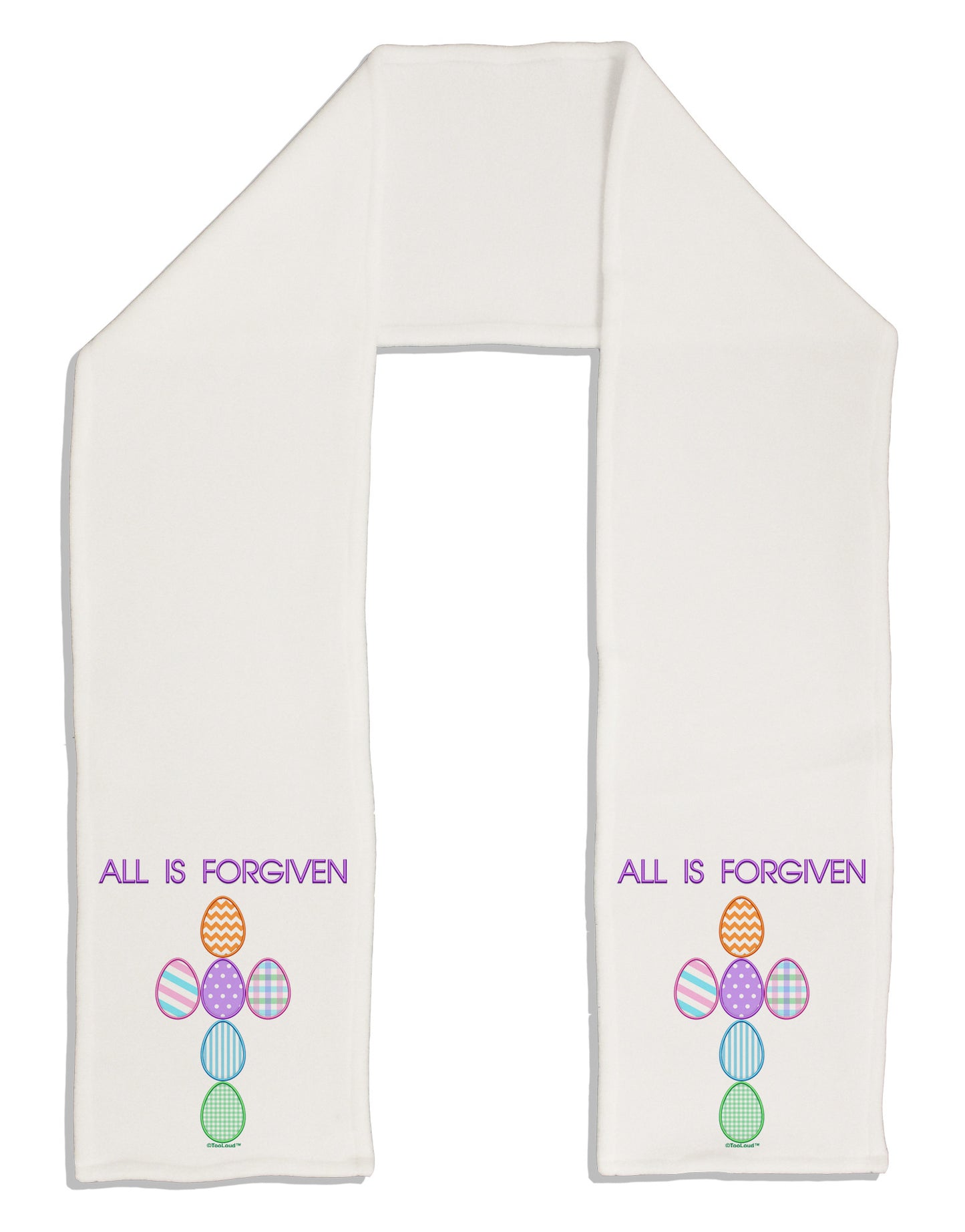 All is forgiven Cross Faux Applique Adult Fleece 64" Scarf-TooLoud-White-One-Size-Adult-Davson Sales