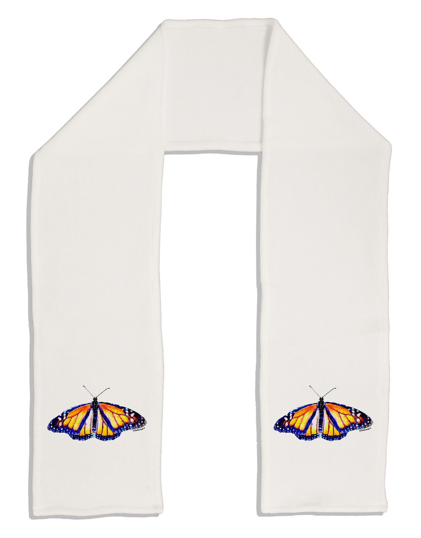 Watercolor Monarch Butterfly Adult Fleece 64" Scarf-TooLoud-White-One-Size-Adult-Davson Sales