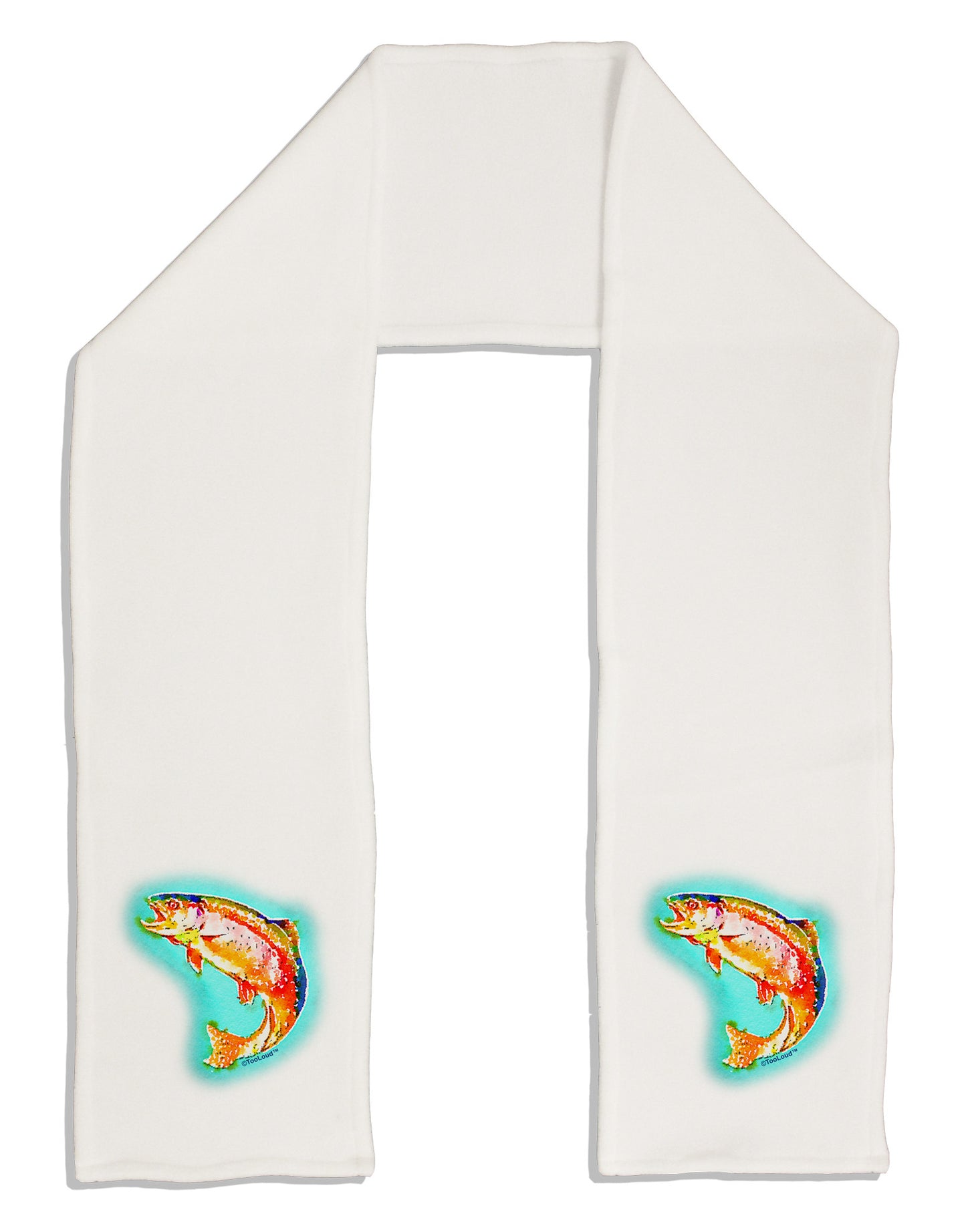 Rainbow Trout WaterColor Adult Fleece 64" Scarf-TooLoud-White-One-Size-Adult-Davson Sales