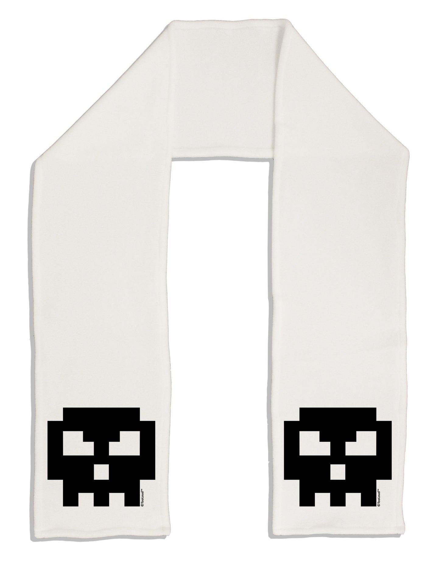 Retro 8-Bit Skull Adult Fleece 64" Scarf-TooLoud-White-One-Size-Adult-Davson Sales