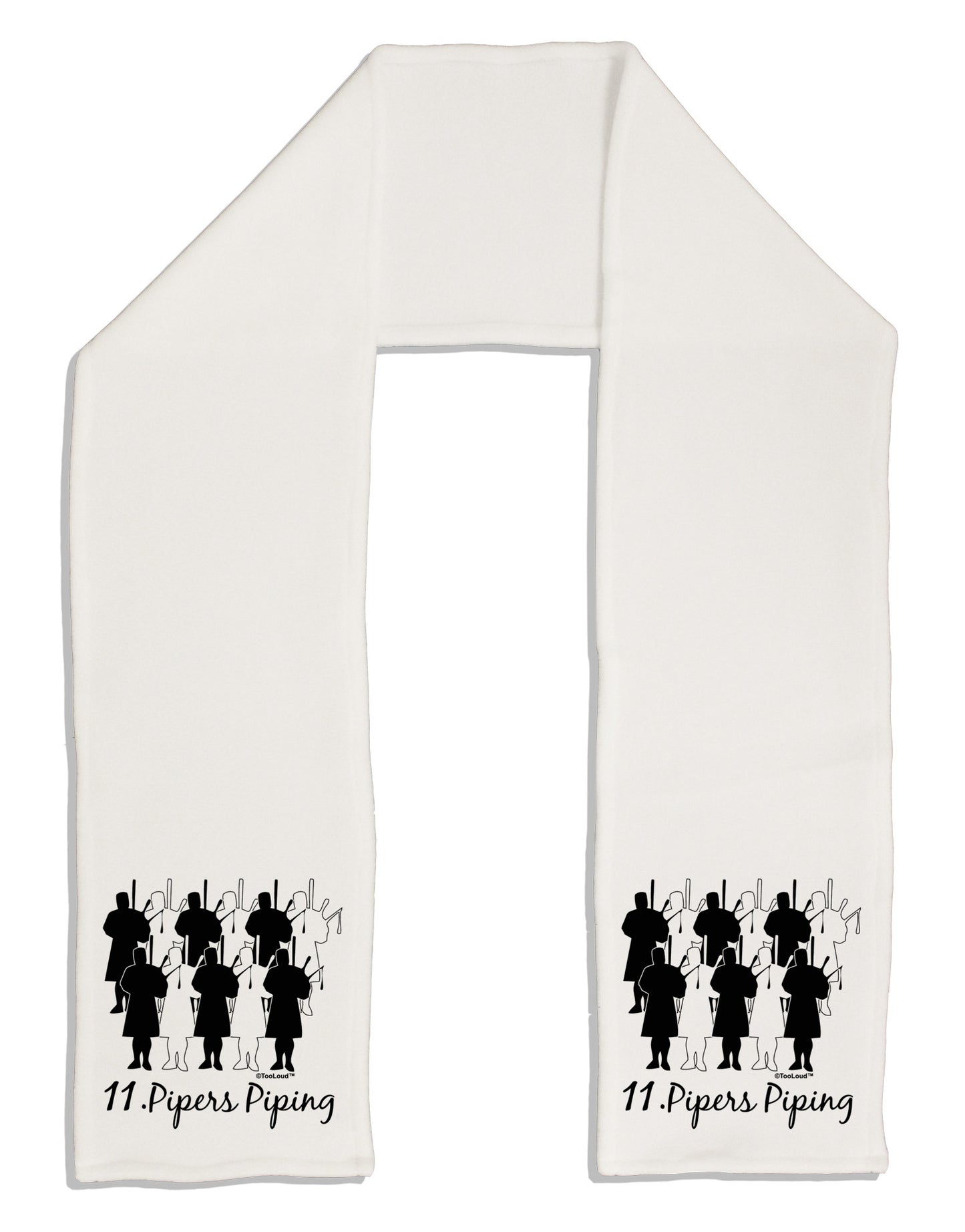 Eleven Pipers Piping Text Adult Fleece 64" Scarf-TooLoud-White-One-Size-Adult-Davson Sales