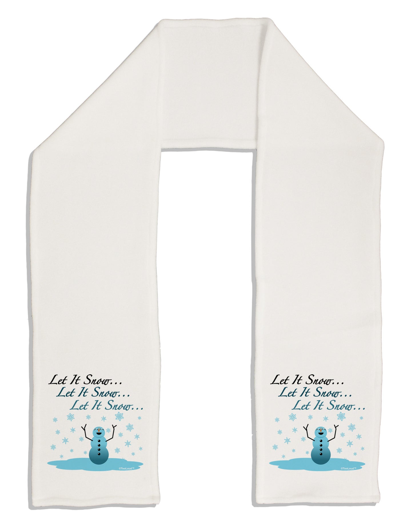 Let It Snow Happy Snowman Adult Fleece 64" Scarf-TooLoud-White-One-Size-Adult-Davson Sales