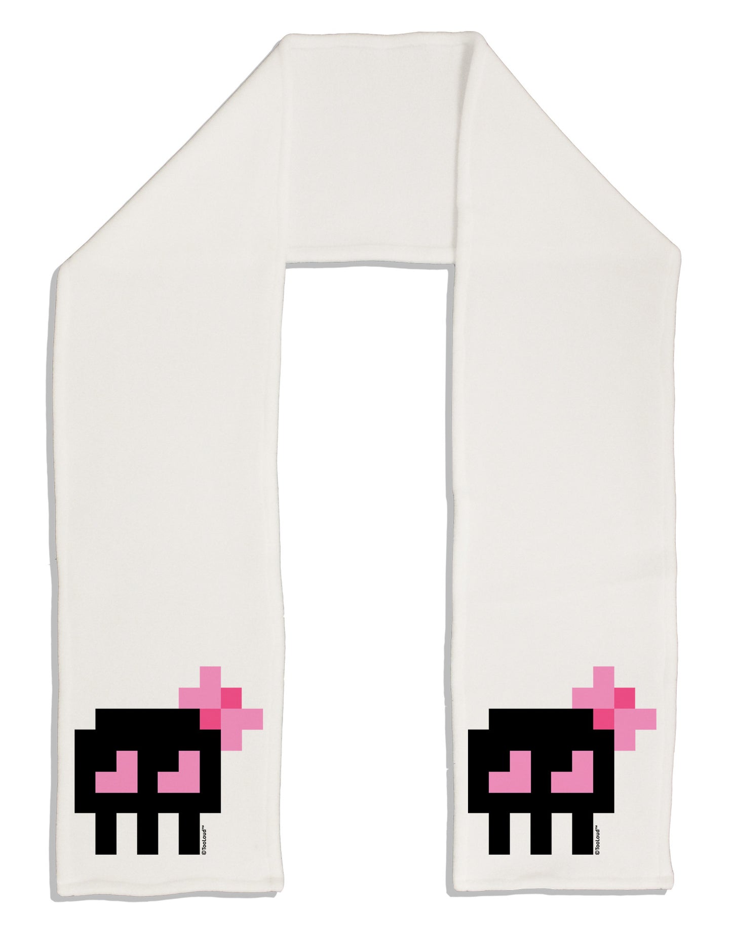 Retro 8-Bit Skull with Pink Bow Adult Fleece 64" Scarf-TooLoud-White-One-Size-Adult-Davson Sales