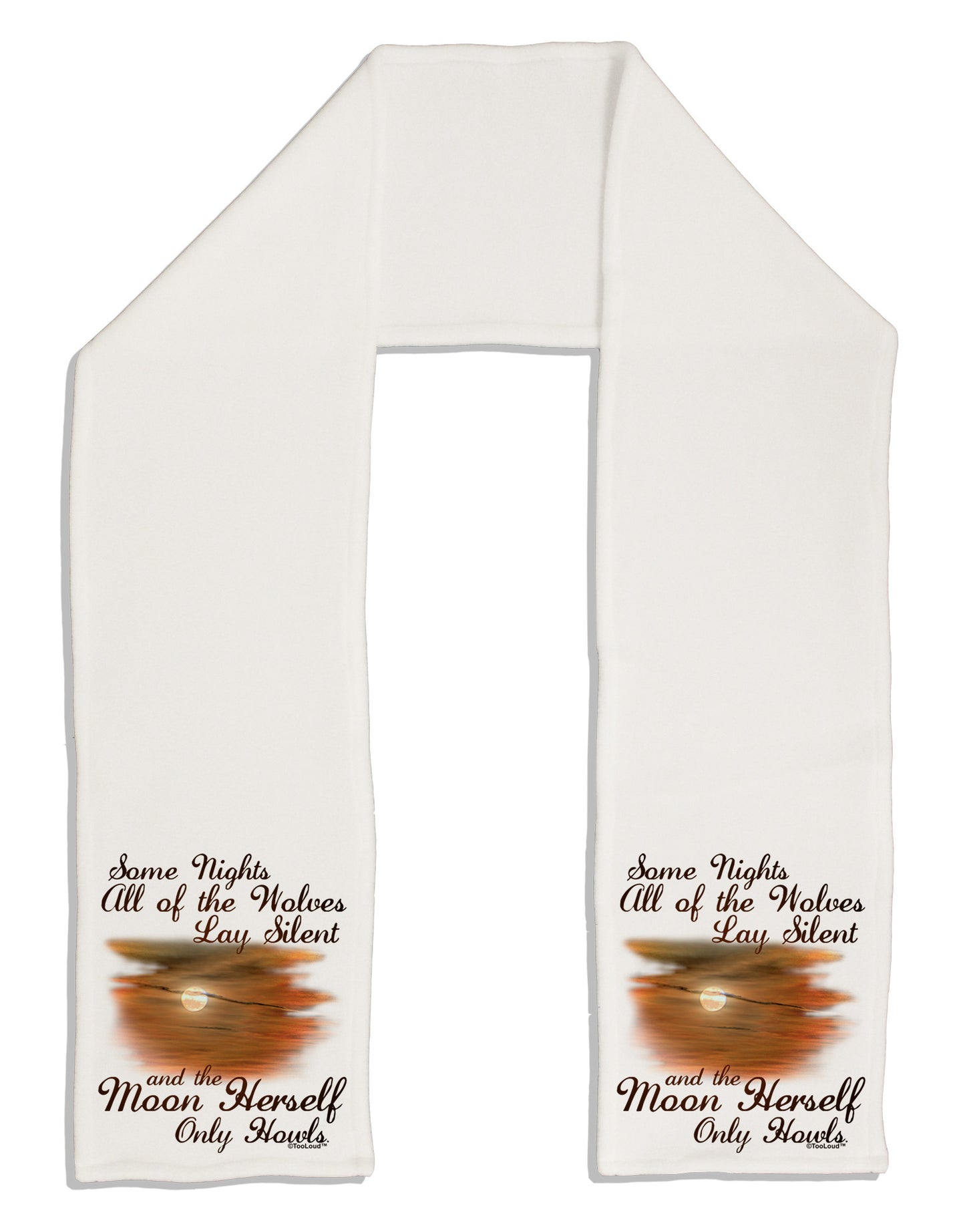 The Moon Herself Howls Adult Fleece 64" Scarf-TooLoud-White-One-Size-Adult-Davson Sales