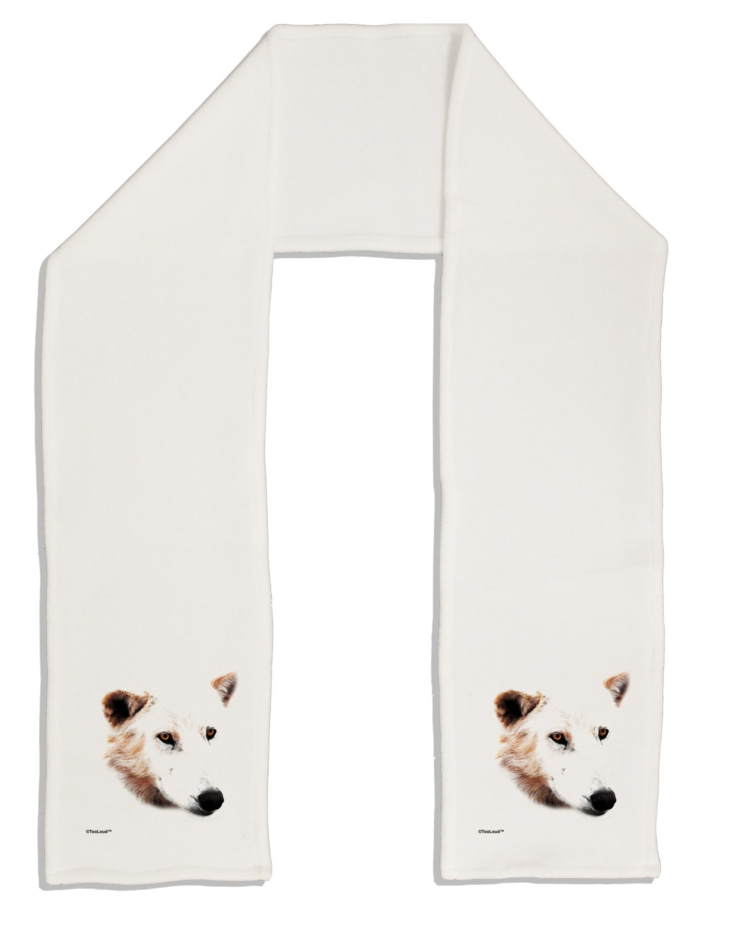 White Wolf Head Cutout Adult Fleece 64" Scarf-TooLoud-White-One-Size-Adult-Davson Sales
