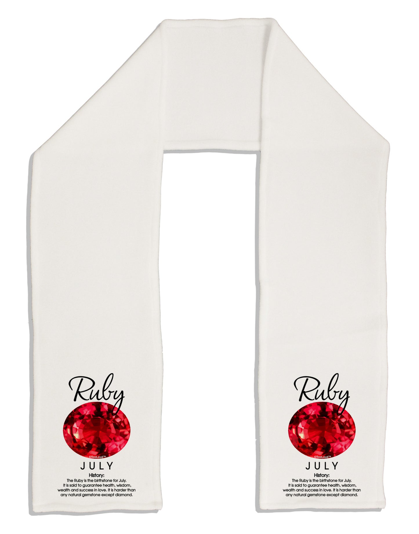 Birthstone Ruby Adult Fleece 64" Scarf-TooLoud-White-One-Size-Adult-Davson Sales