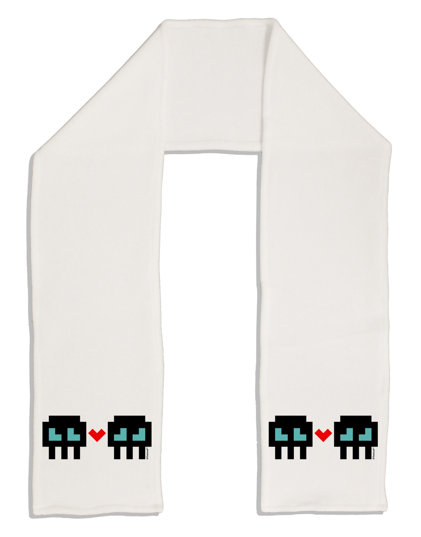 8-Bit Skull Love - Boy and Boy Adult Fleece 64" Scarf-TooLoud-White-One-Size-Adult-Davson Sales
