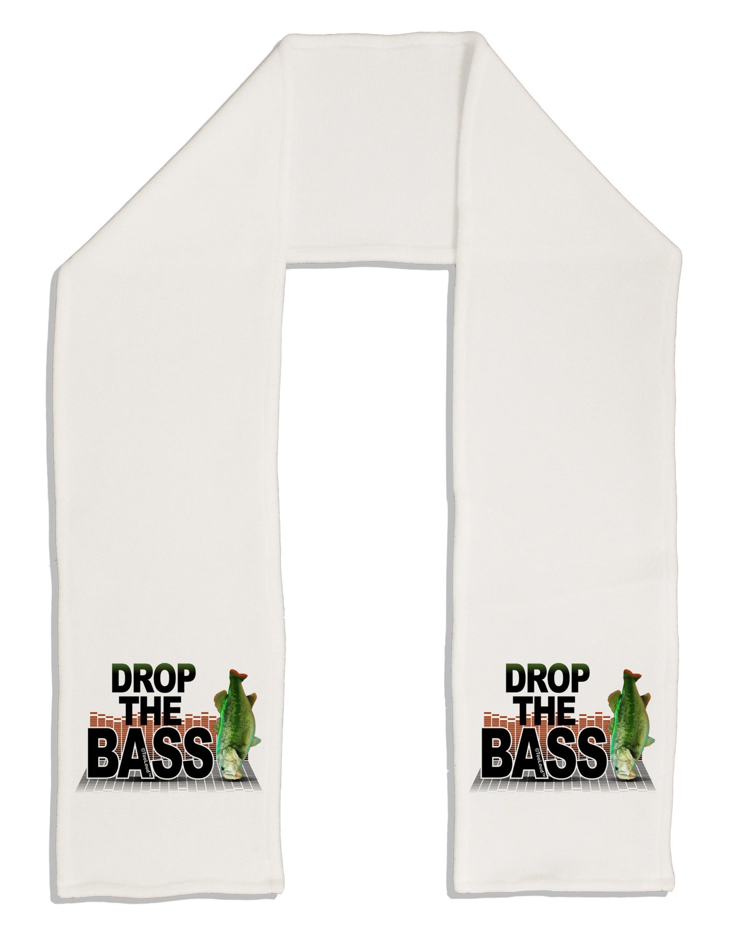 Drop The Bass Fish Adult Fleece 64" Scarf-TooLoud-White-One-Size-Adult-Davson Sales