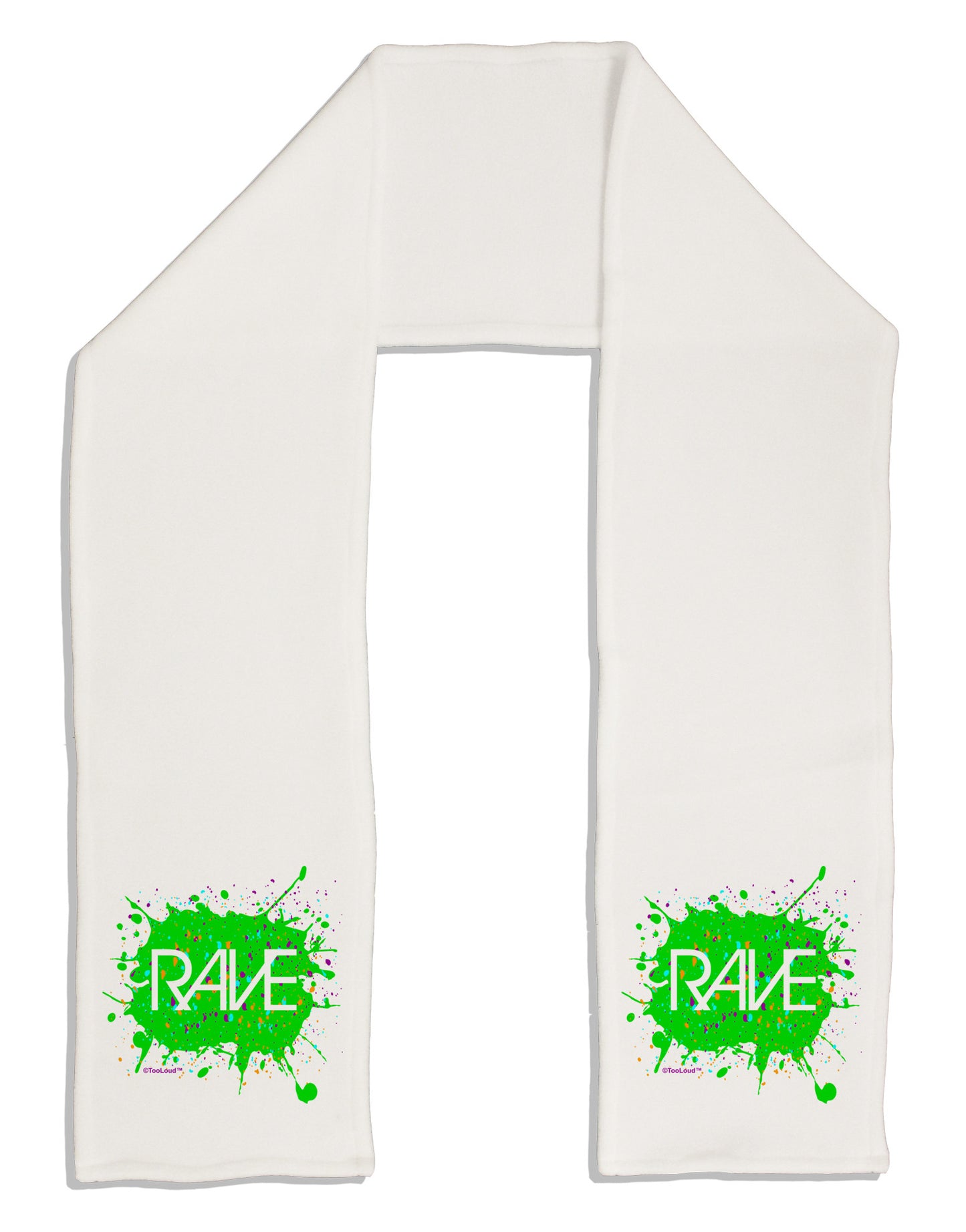 Rave Splatter Green Adult Fleece 64" Scarf-TooLoud-White-One-Size-Adult-Davson Sales