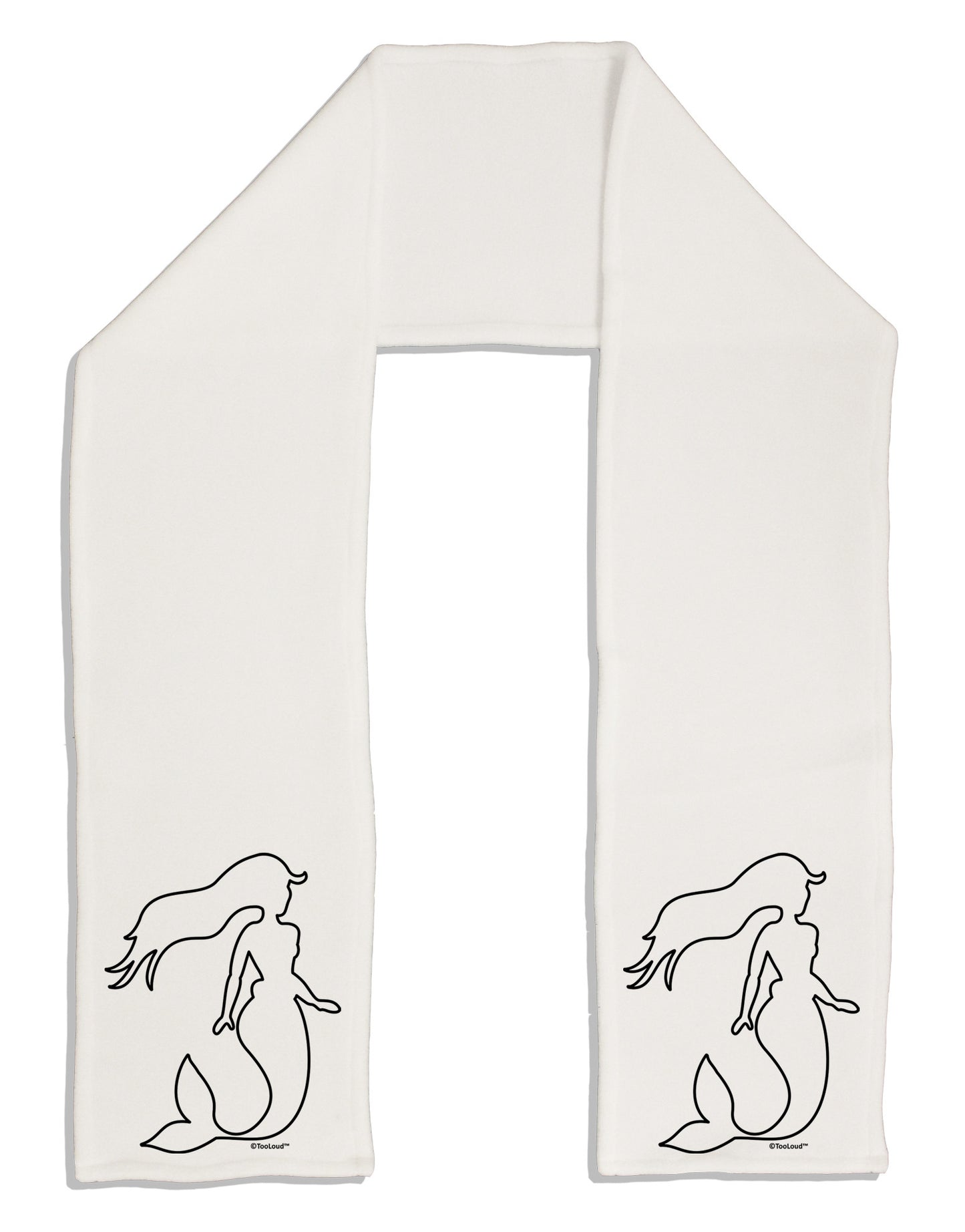 Mermaid Outline Adult Fleece 64" Scarf-TooLoud-White-One-Size-Adult-Davson Sales
