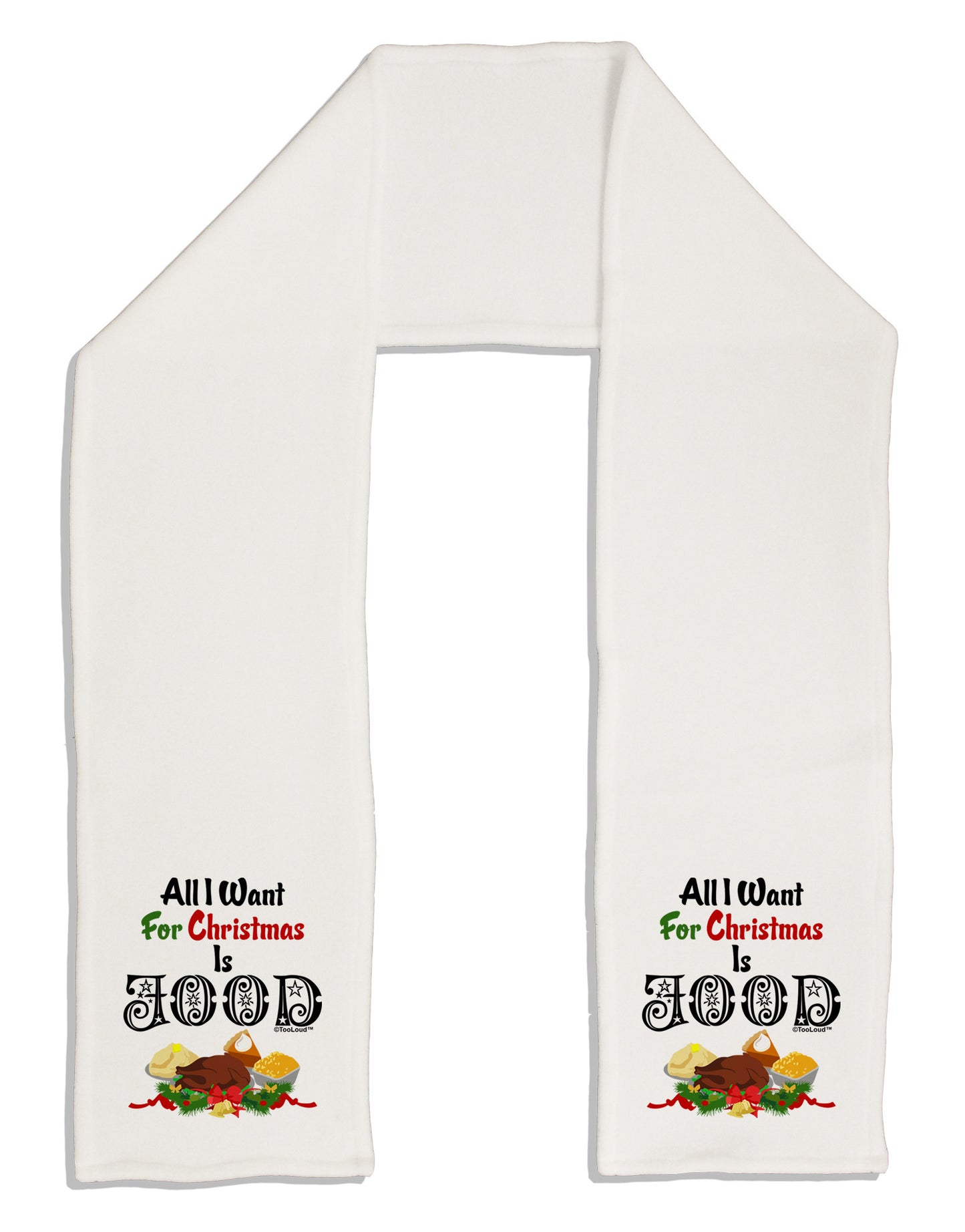 All I Want Is Food Adult Fleece 64" Scarf-TooLoud-White-One-Size-Adult-Davson Sales