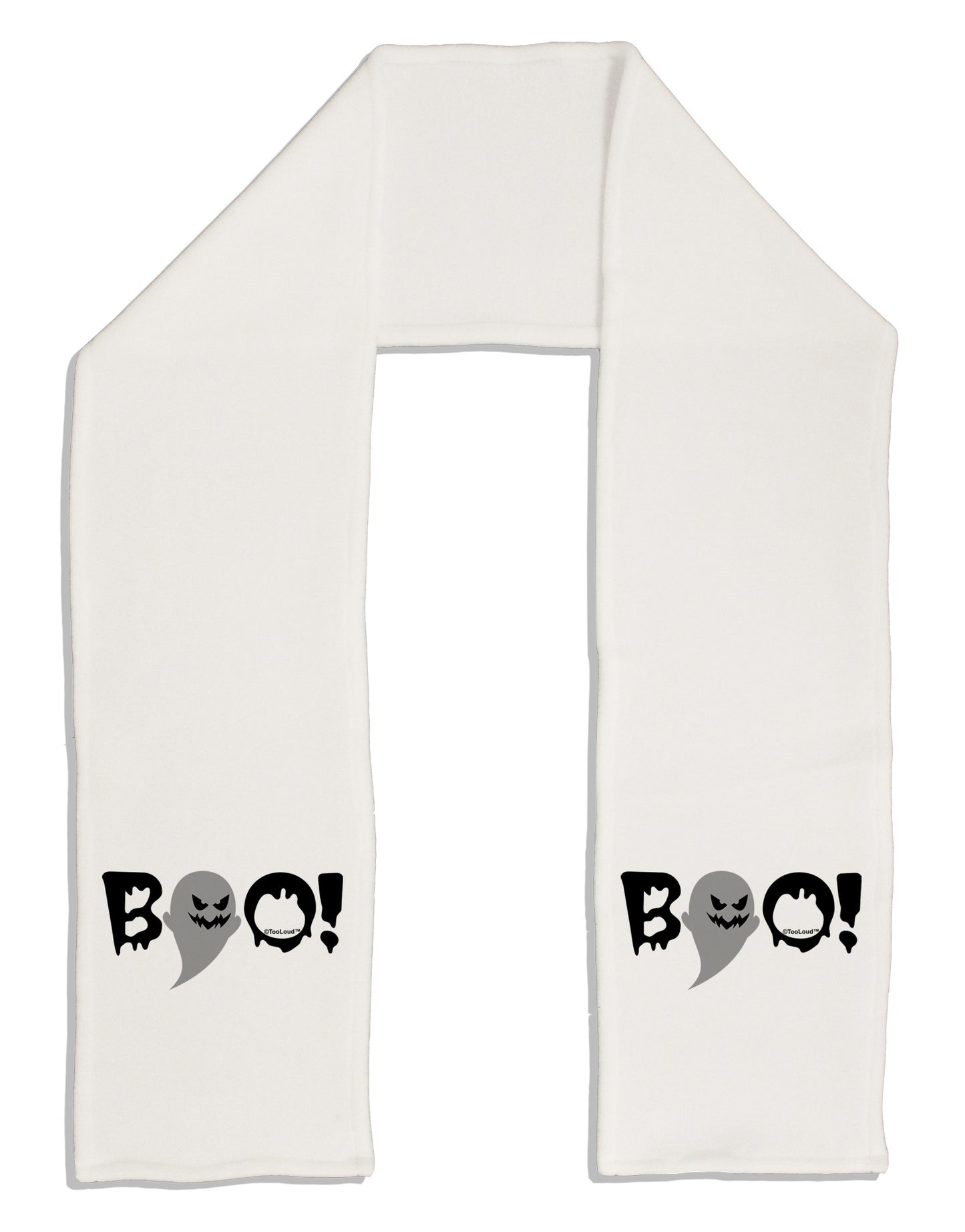Scary Boo Text Adult Fleece 64" Scarf-TooLoud-White-One-Size-Adult-Davson Sales