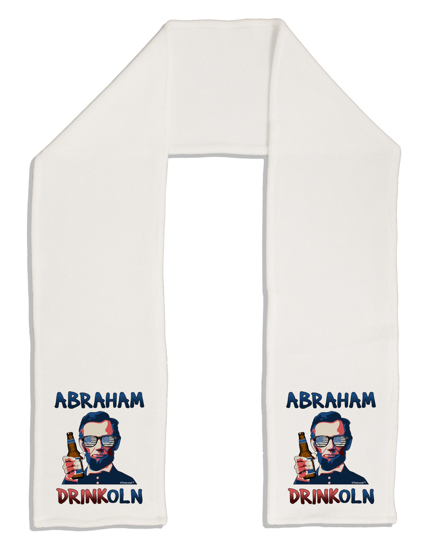 Abraham Drinkoln with Text Adult Fleece 64" Scarf-TooLoud-White-One-Size-Adult-Davson Sales