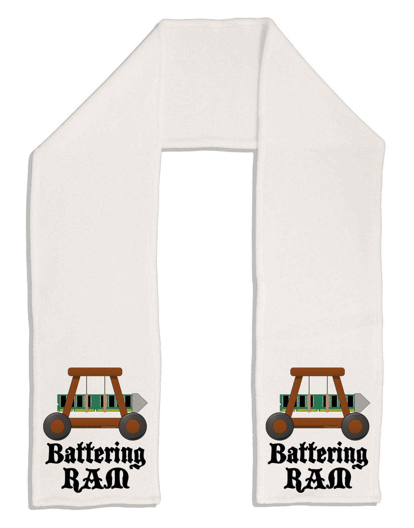 Battering RAM Text Adult Fleece 64" Scarf-TooLoud-White-One-Size-Adult-Davson Sales