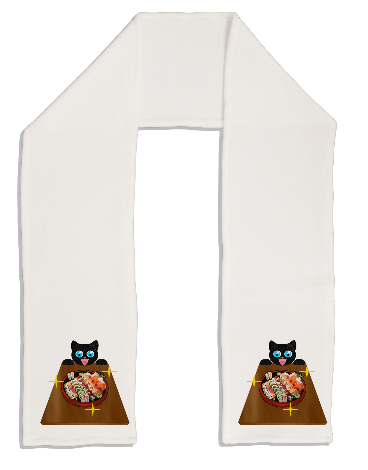 Anime Cat Loves Sushi Adult Fleece 64" Scarf by TooLoud-TooLoud-White-One-Size-Adult-Davson Sales