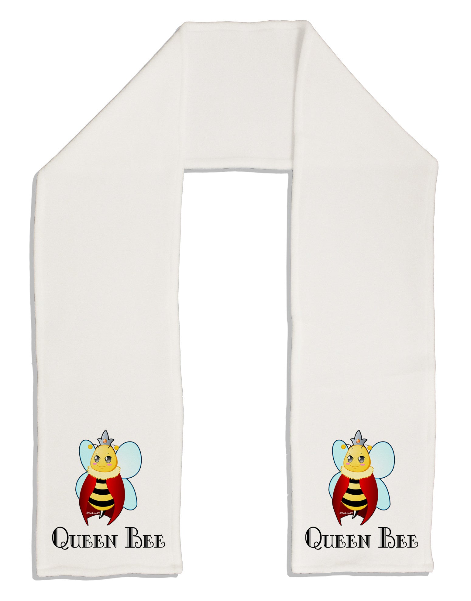 Queen Bee Text Adult Fleece 64" Scarf-TooLoud-White-One-Size-Adult-Davson Sales