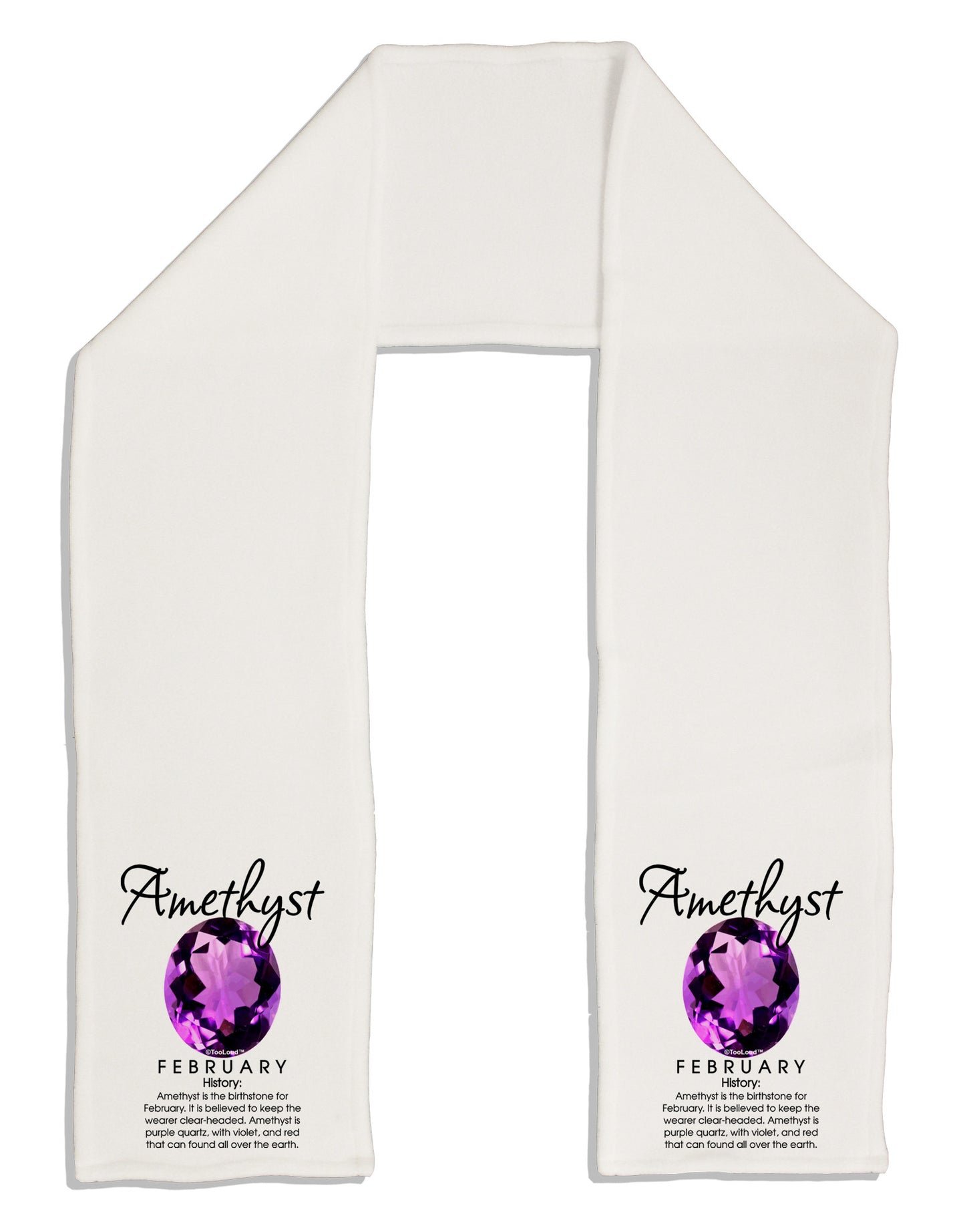 Birthstone Amethyst Adult Fleece 64" Scarf-TooLoud-White-One-Size-Adult-Davson Sales