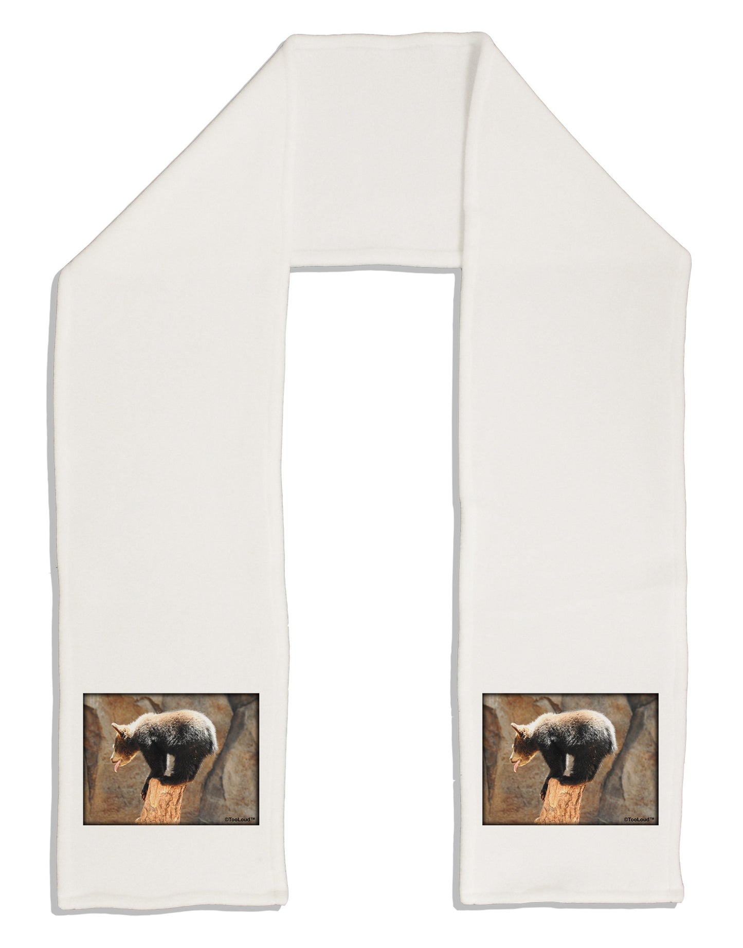 Balancing Bear Cub Adult Fleece 64" Scarf-TooLoud-White-One-Size-Adult-Davson Sales