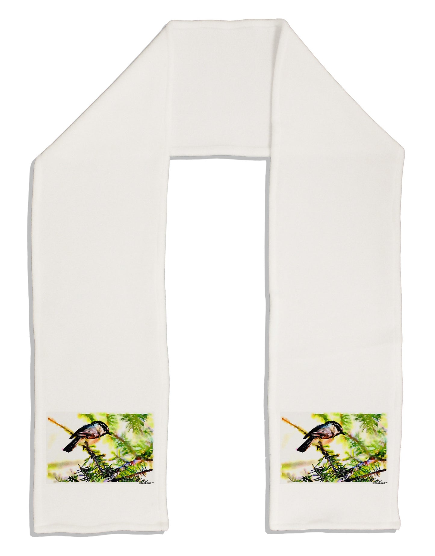 CO Chickadee Watercolor Adult Fleece 64" Scarf-TooLoud-White-One-Size-Adult-Davson Sales