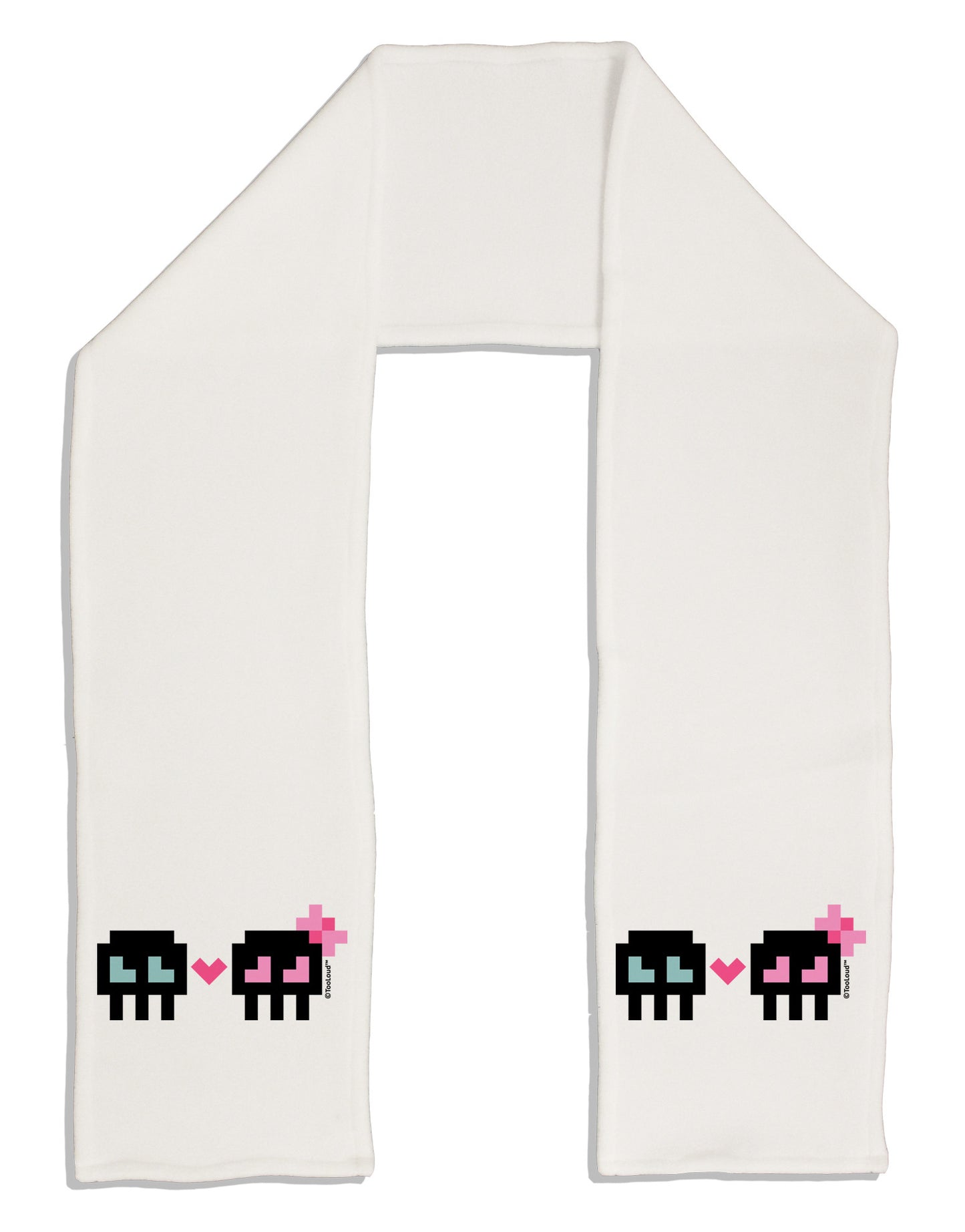 8-Bit Skull Love - Boy and Girl Adult Fleece 64" Scarf-TooLoud-White-One-Size-Adult-Davson Sales