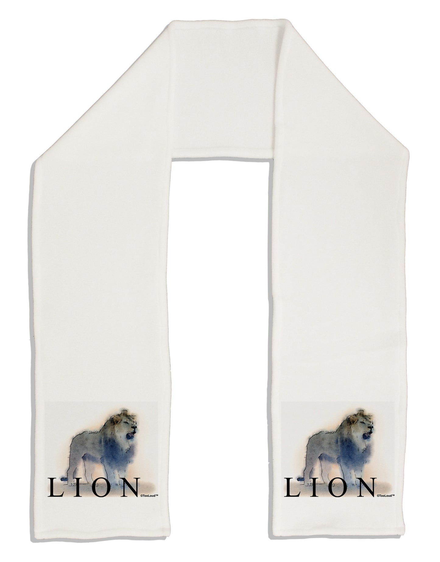 Lion Watercolor B Text Adult Fleece 64" Scarf-TooLoud-White-One-Size-Adult-Davson Sales