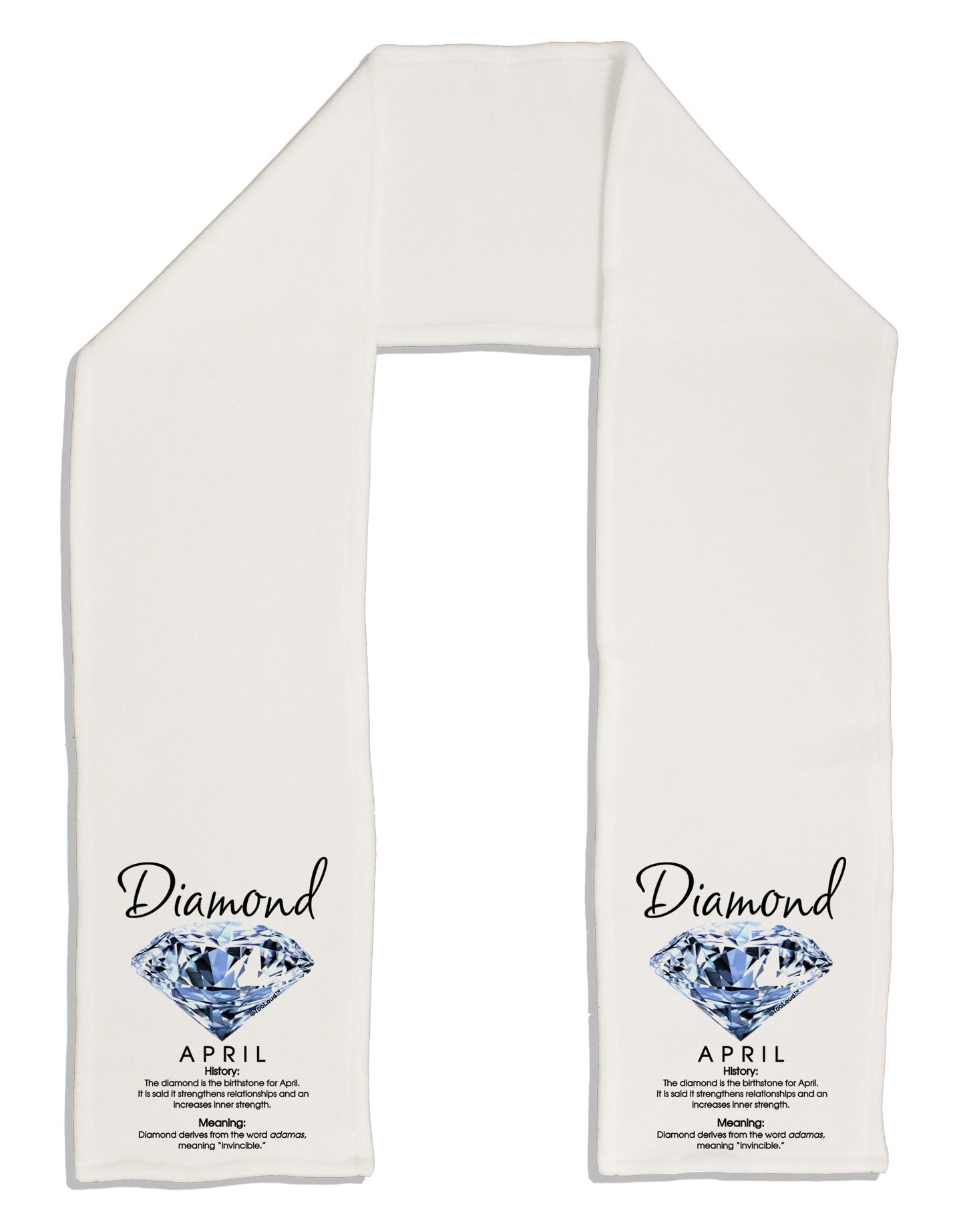 Birthstone Diamond Adult Fleece 64" Scarf-TooLoud-White-One-Size-Adult-Davson Sales