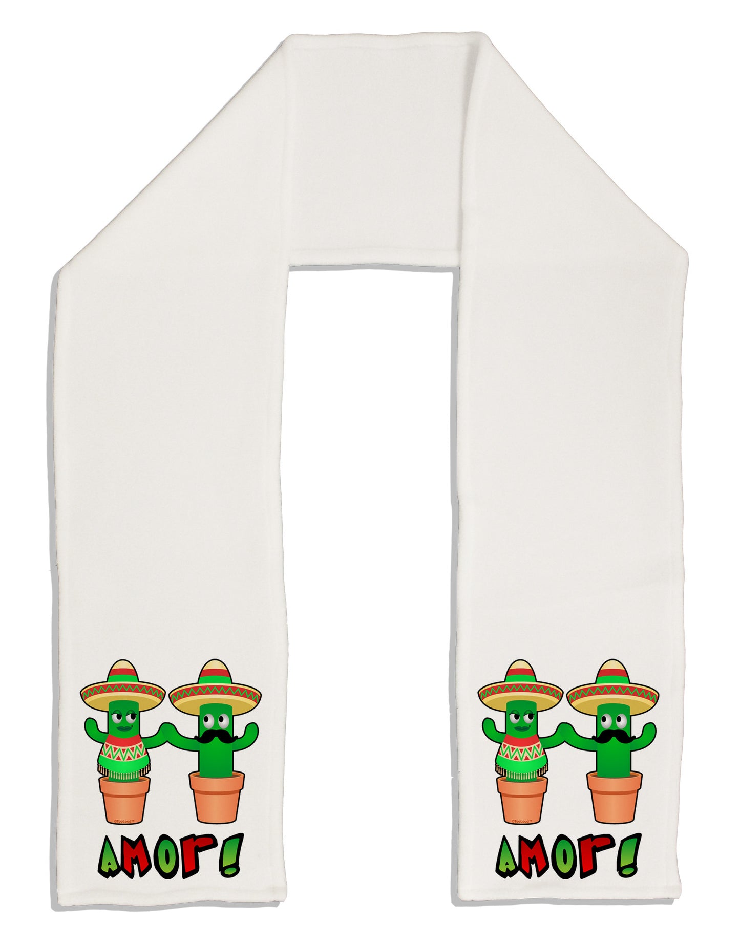 Fiesta Cactus Couple Amor Adult Fleece 64" Scarf-TooLoud-White-One-Size-Adult-Davson Sales