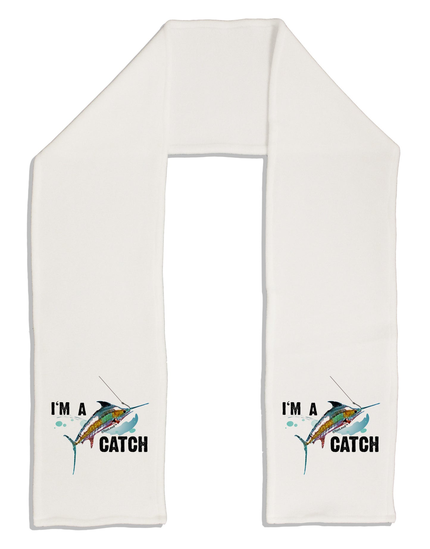 I'm A Catch Swordfish Adult Fleece 64" Scarf-TooLoud-White-One-Size-Adult-Davson Sales