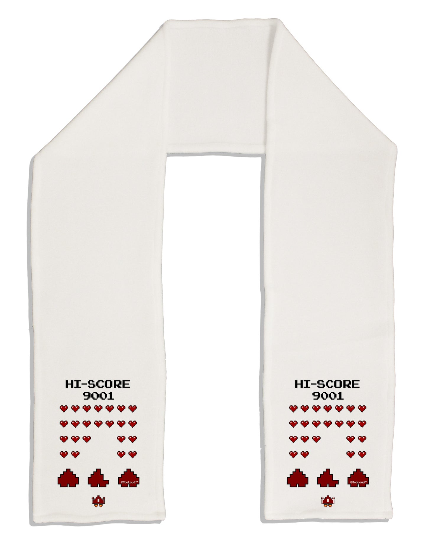 Pixel Heart Invaders Design Adult Fleece 64" Scarf-TooLoud-White-One-Size-Adult-Davson Sales