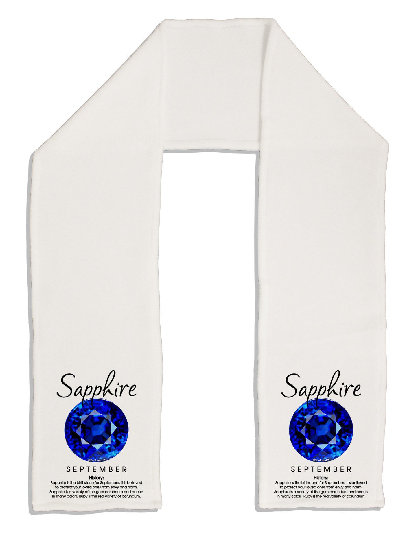 Birthstone Sapphire Adult Fleece 64" Scarf-TooLoud-White-One-Size-Adult-Davson Sales