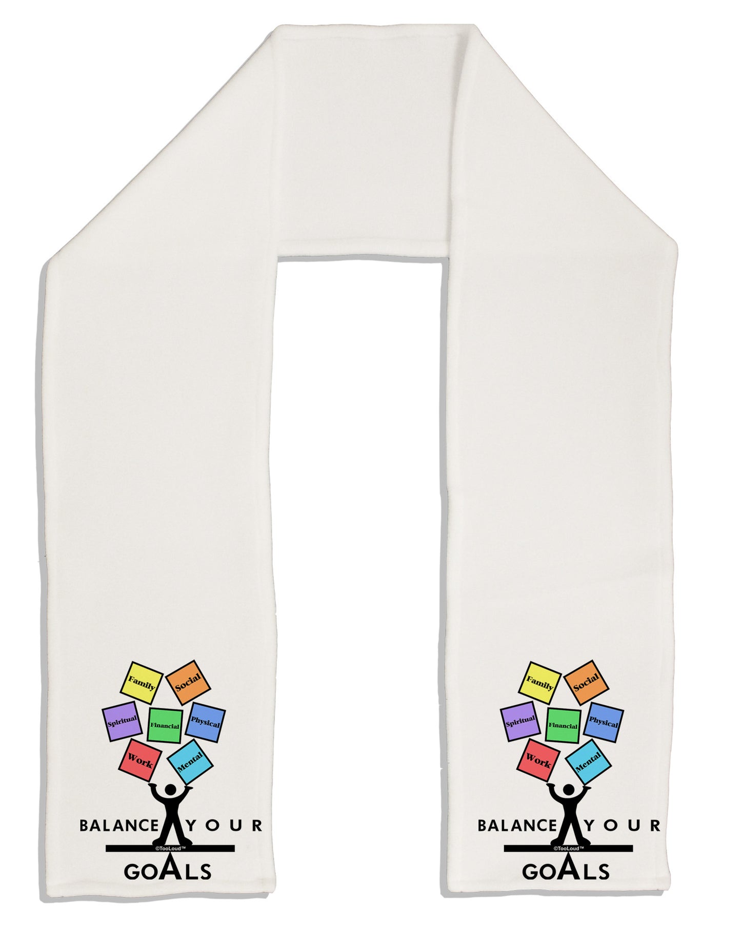 Balance Your Goals Adult Fleece 64" Scarf-TooLoud-White-One-Size-Adult-Davson Sales