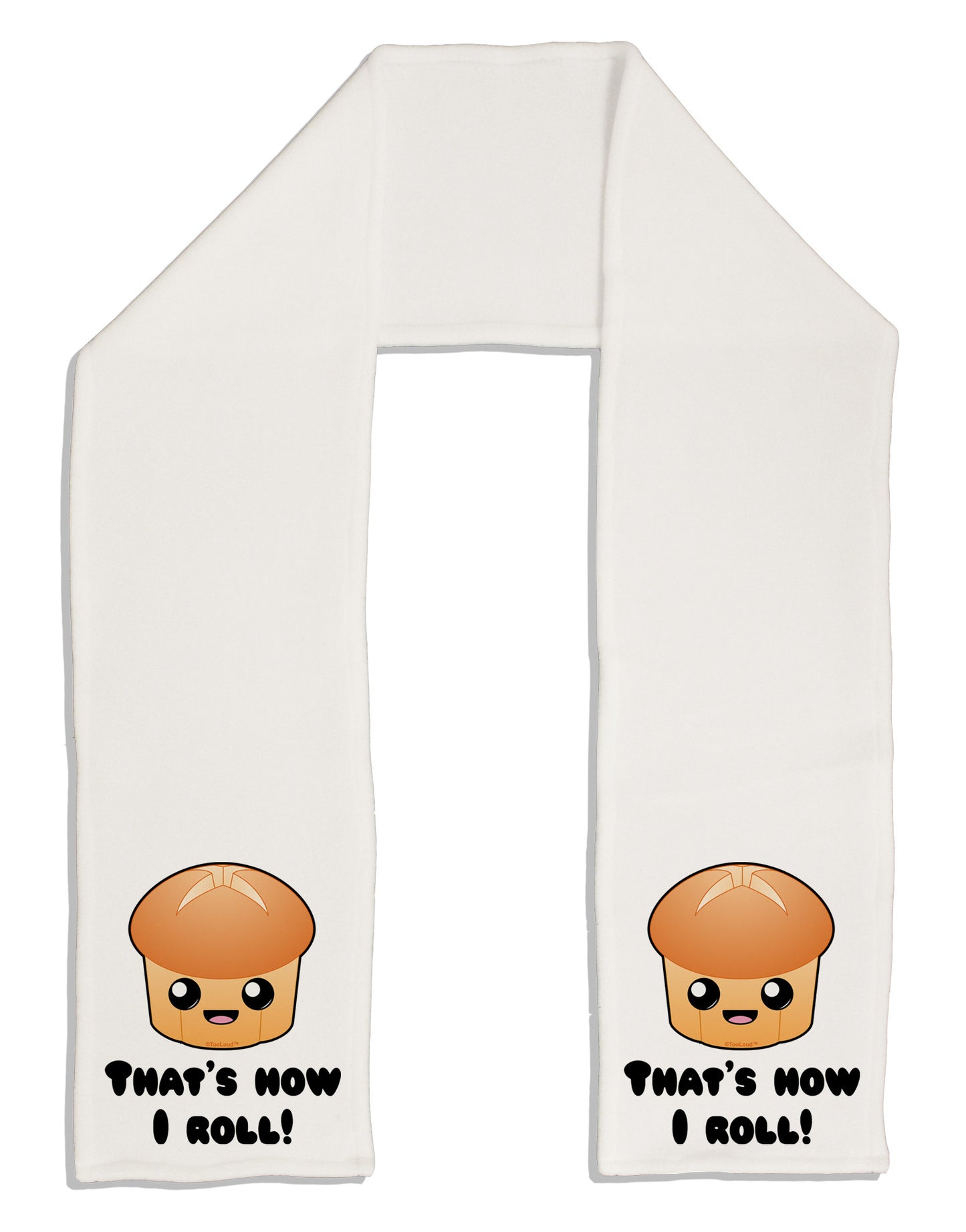 How I Roll Cute Roll Adult Fleece 64" Scarf-TooLoud-White-One-Size-Adult-Davson Sales