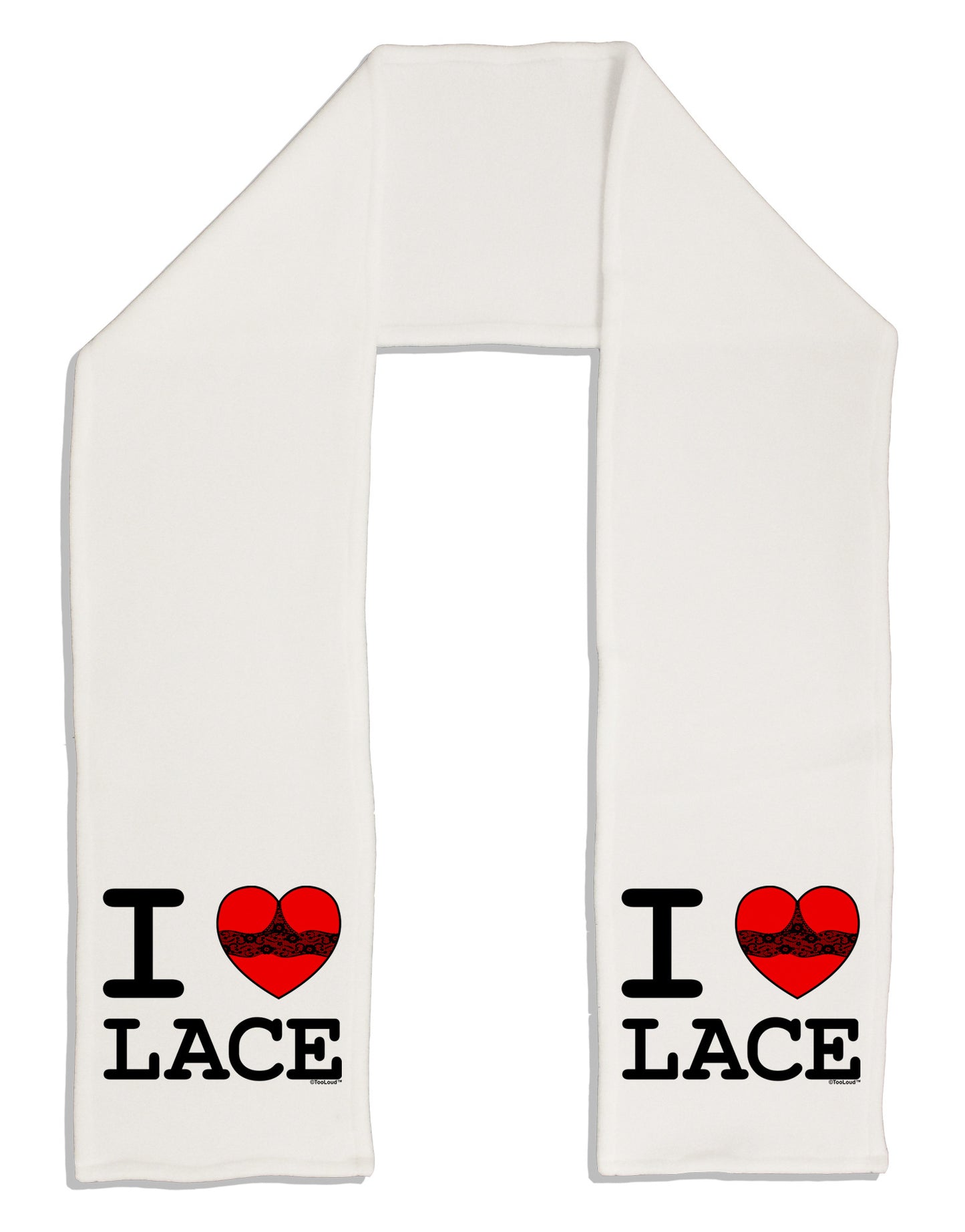 I Love Heart Lace Adult Fleece 64" Scarf-TooLoud-White-One-Size-Adult-Davson Sales