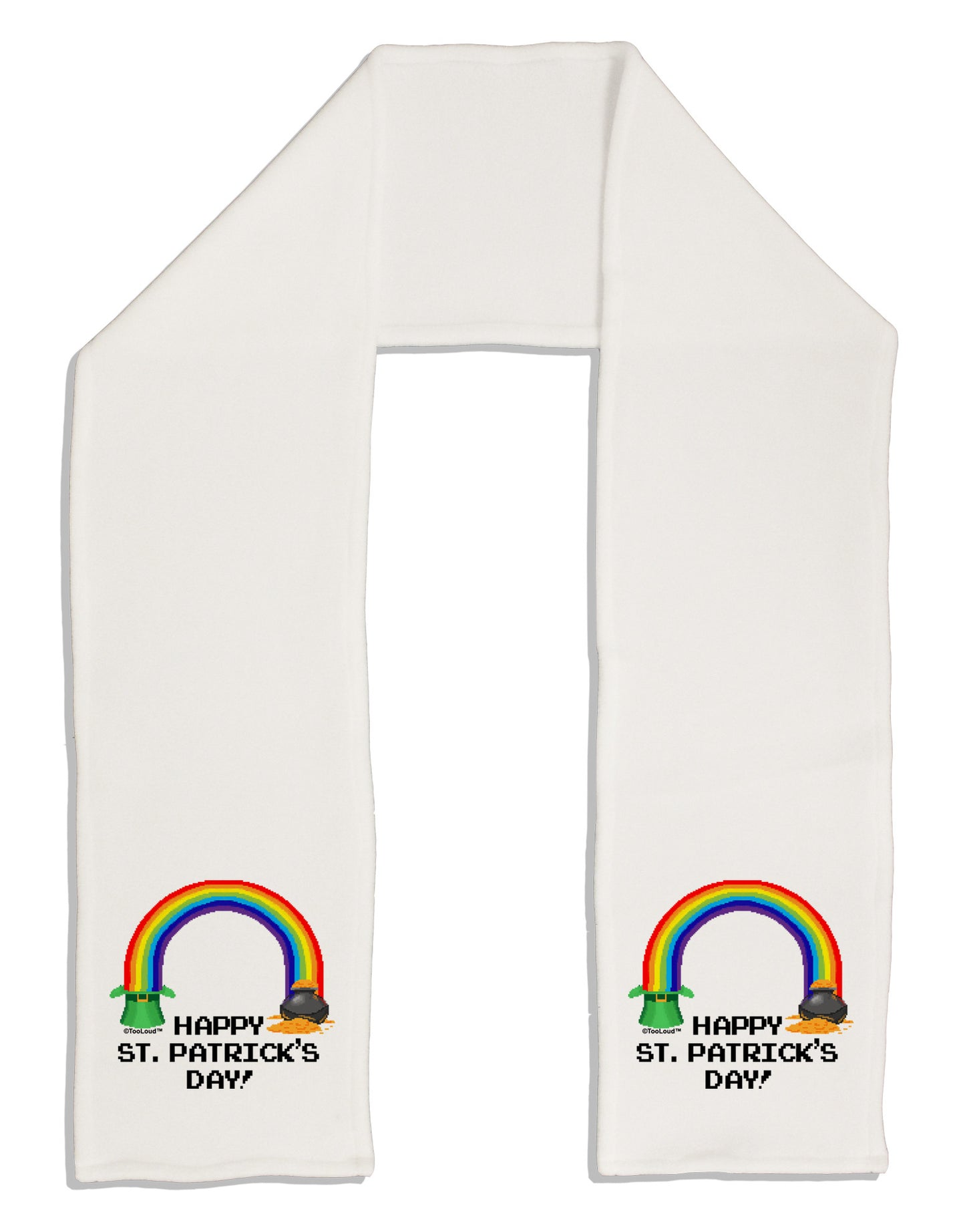 Pixel Pot of Gold St Patrick Text Adult Fleece 64" Scarf-TooLoud-White-One-Size-Adult-Davson Sales